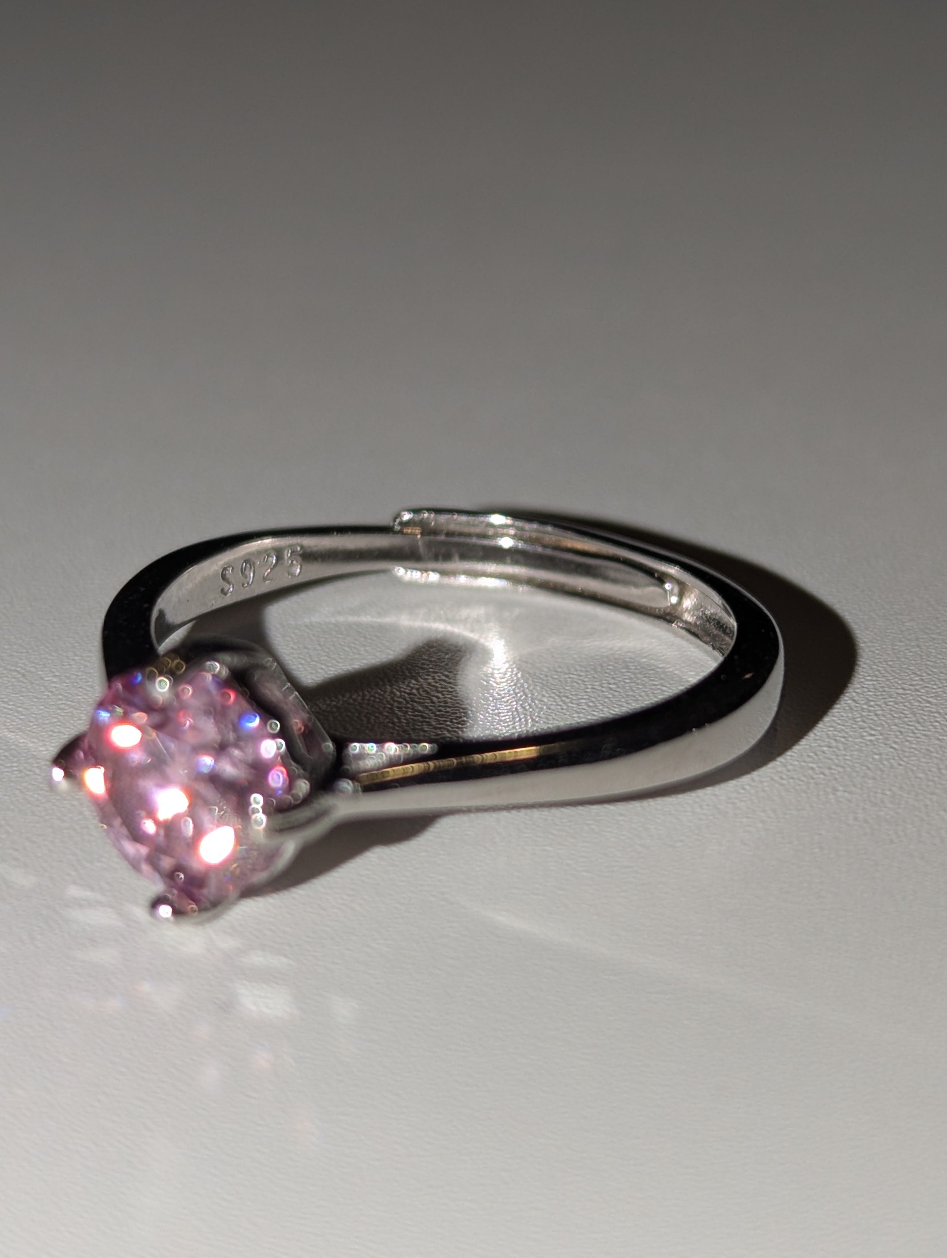 Pink Moissanite diamond Adjustable ring S295
