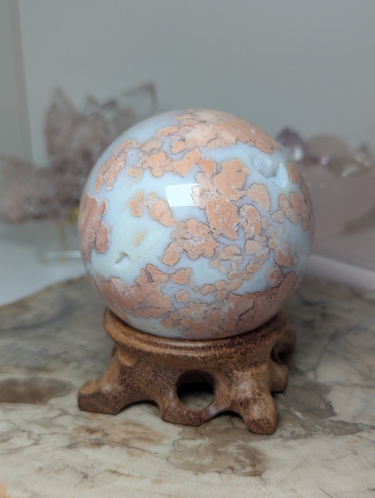Beautiful cotton candy crystal agate crystal sphere