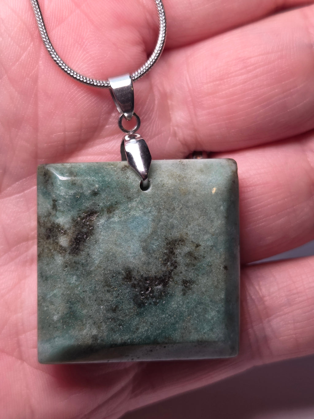 Beautiful moss agate crystal handmade  necklace