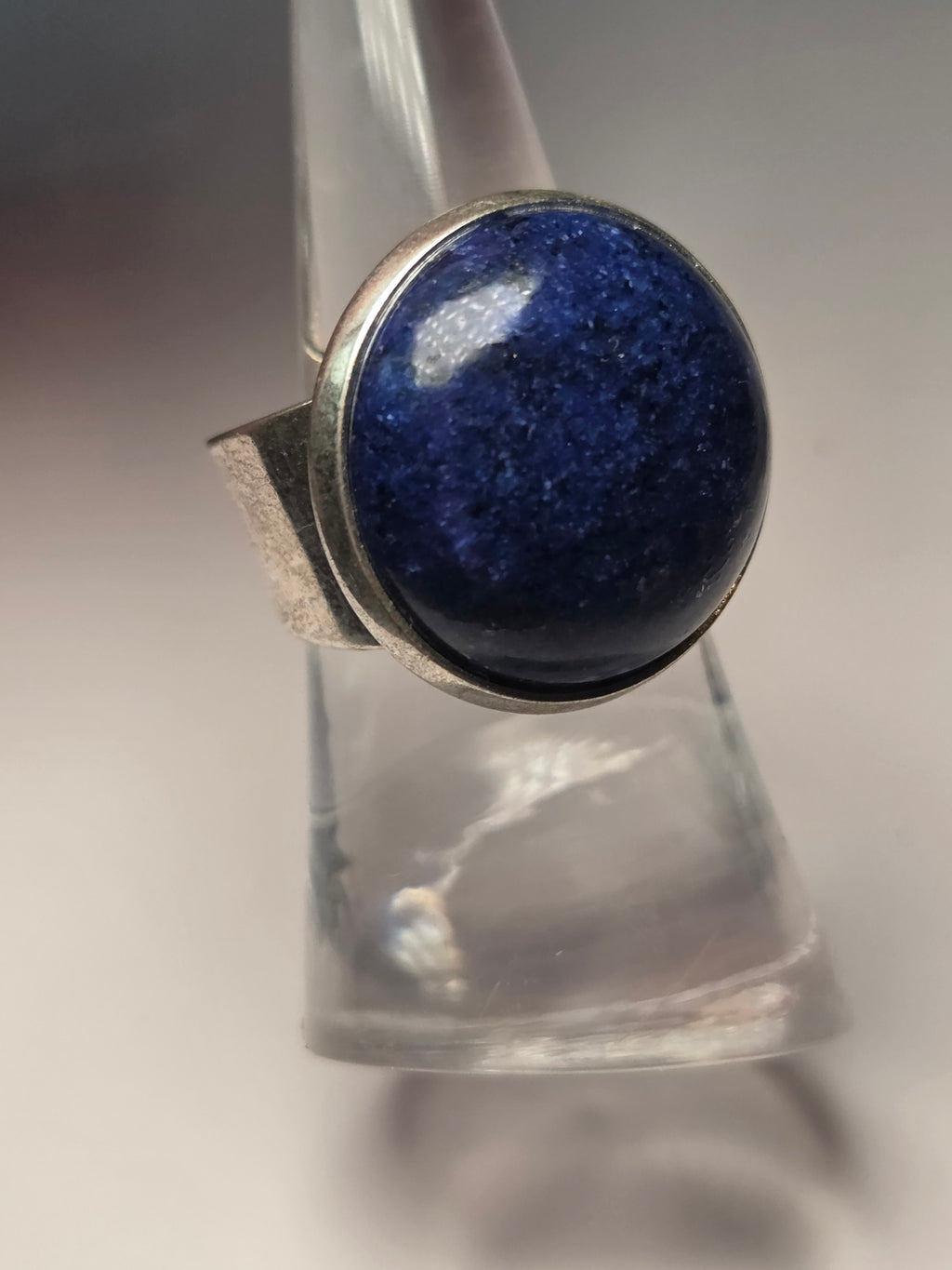 Lapis lazuli crystal adjustable ring stainless steel
