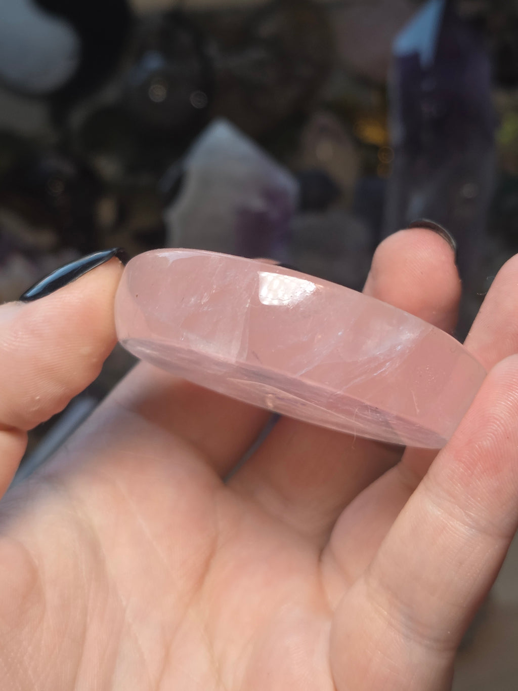 Rose quartz crystal trinket bowl