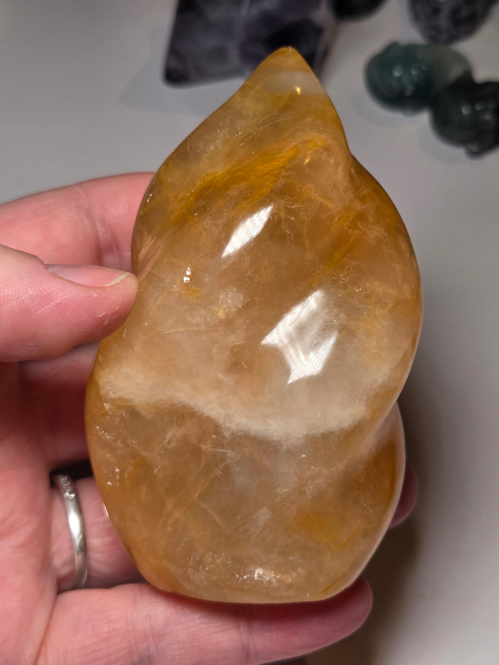 Golden healer crystal flame carving