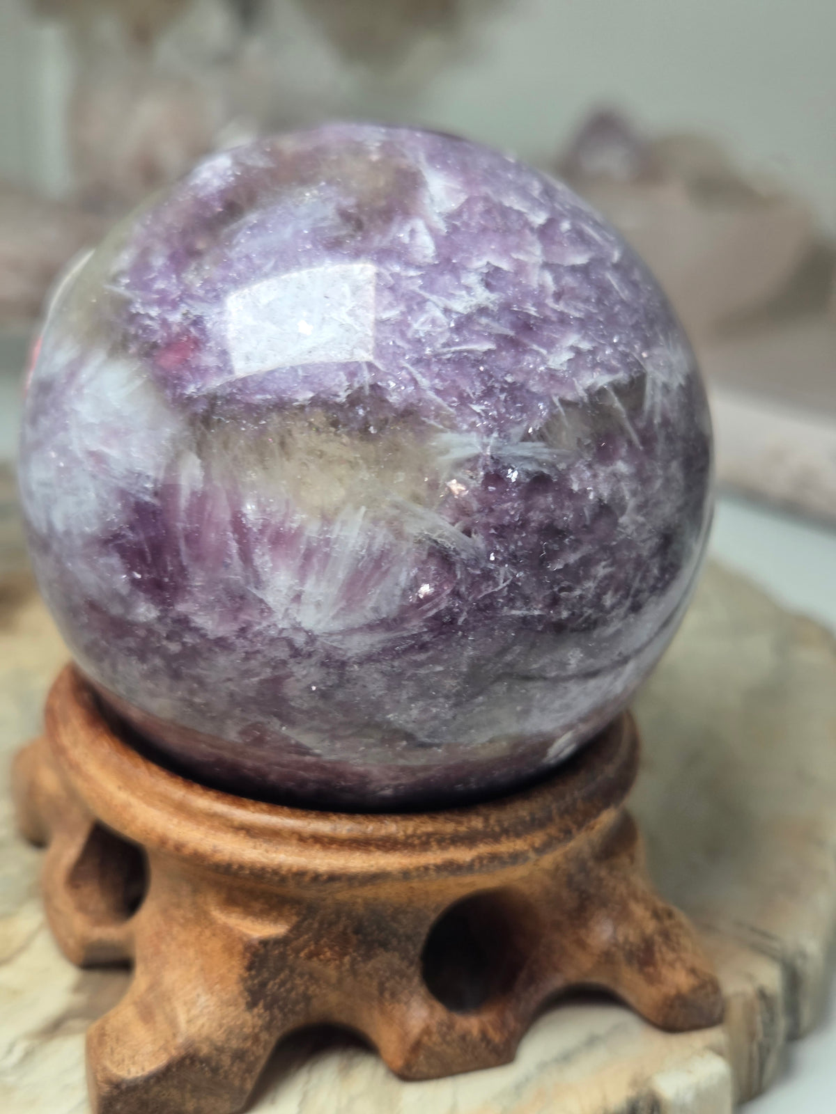 Beautiful  unicorn  stone crystal  sphere 5.5cm
