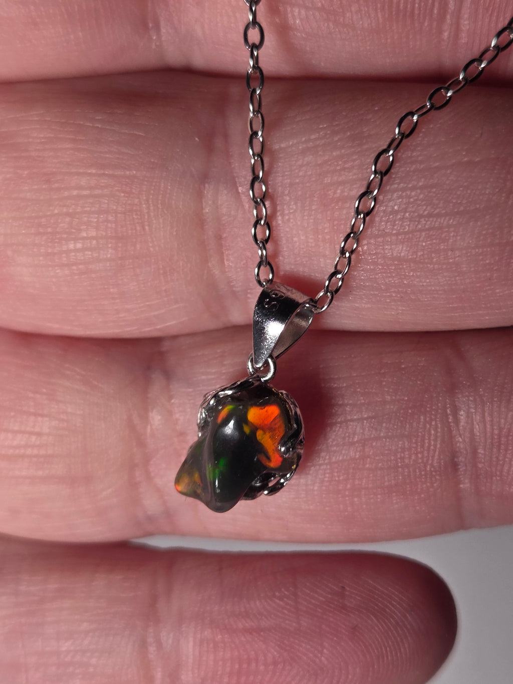 Ethiopian black Opal necklace s295