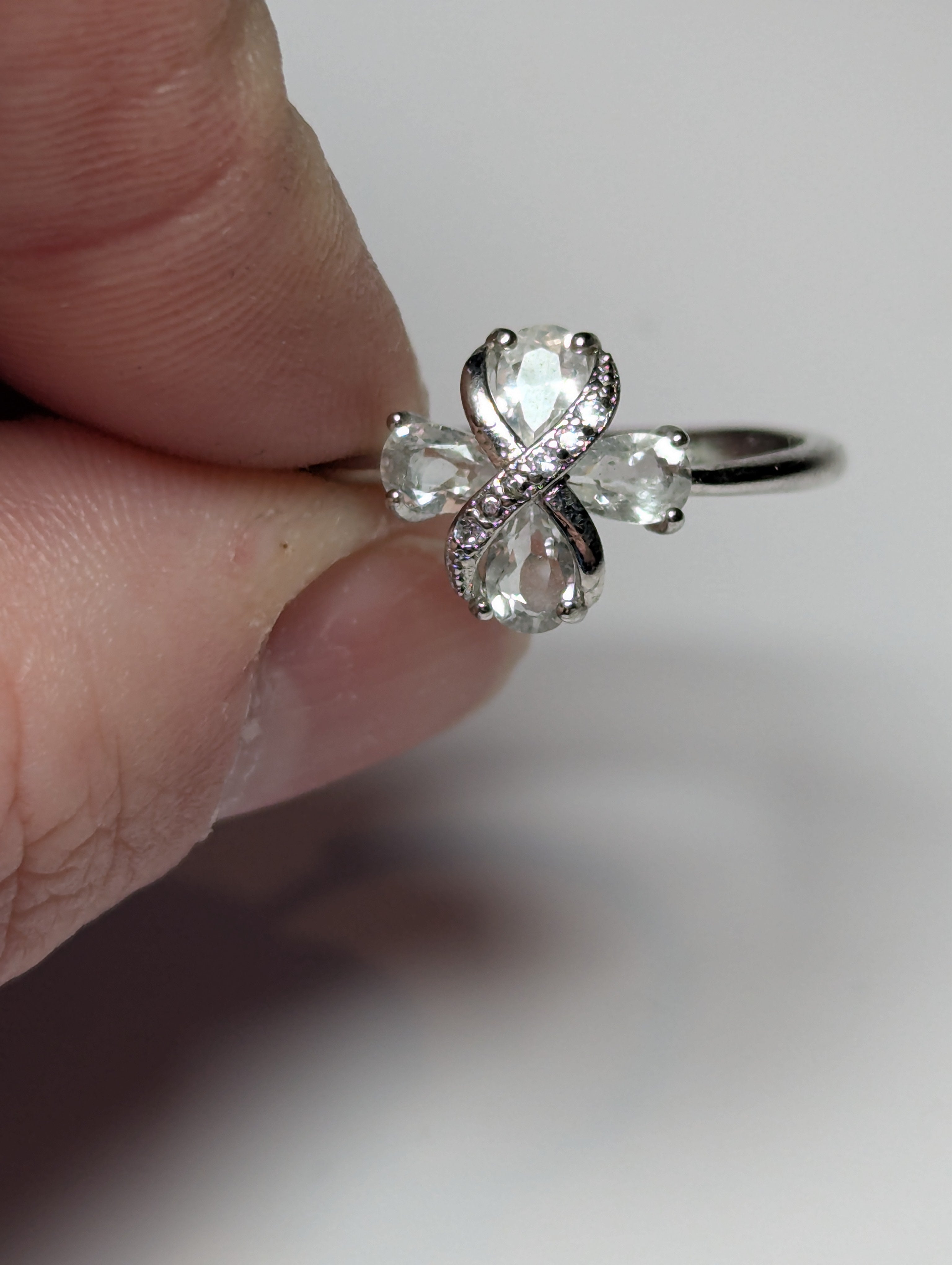 Clear quartz crystal S295 adjustable ring