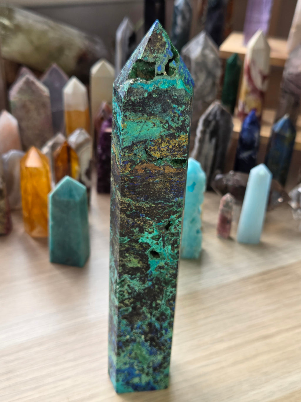 23cm Chrysocolla malicite Azerite  crystal tower