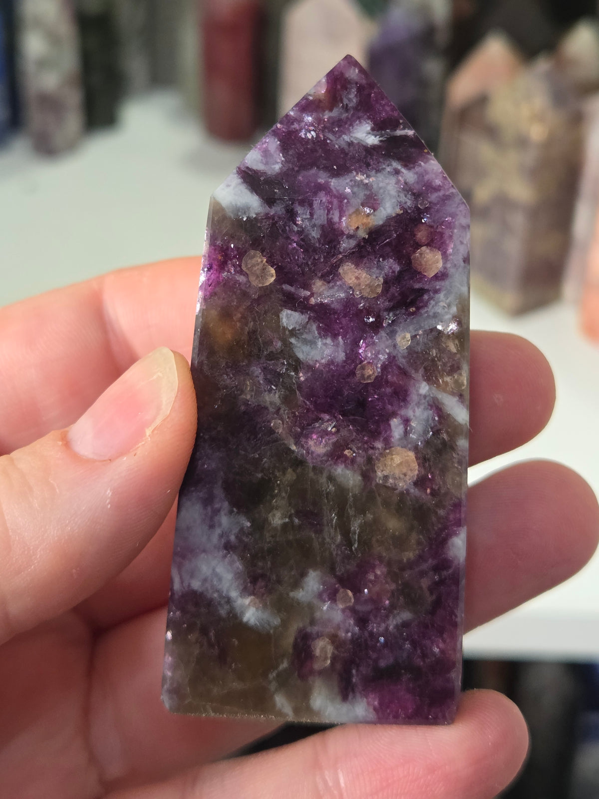 Purple mica crystal tower