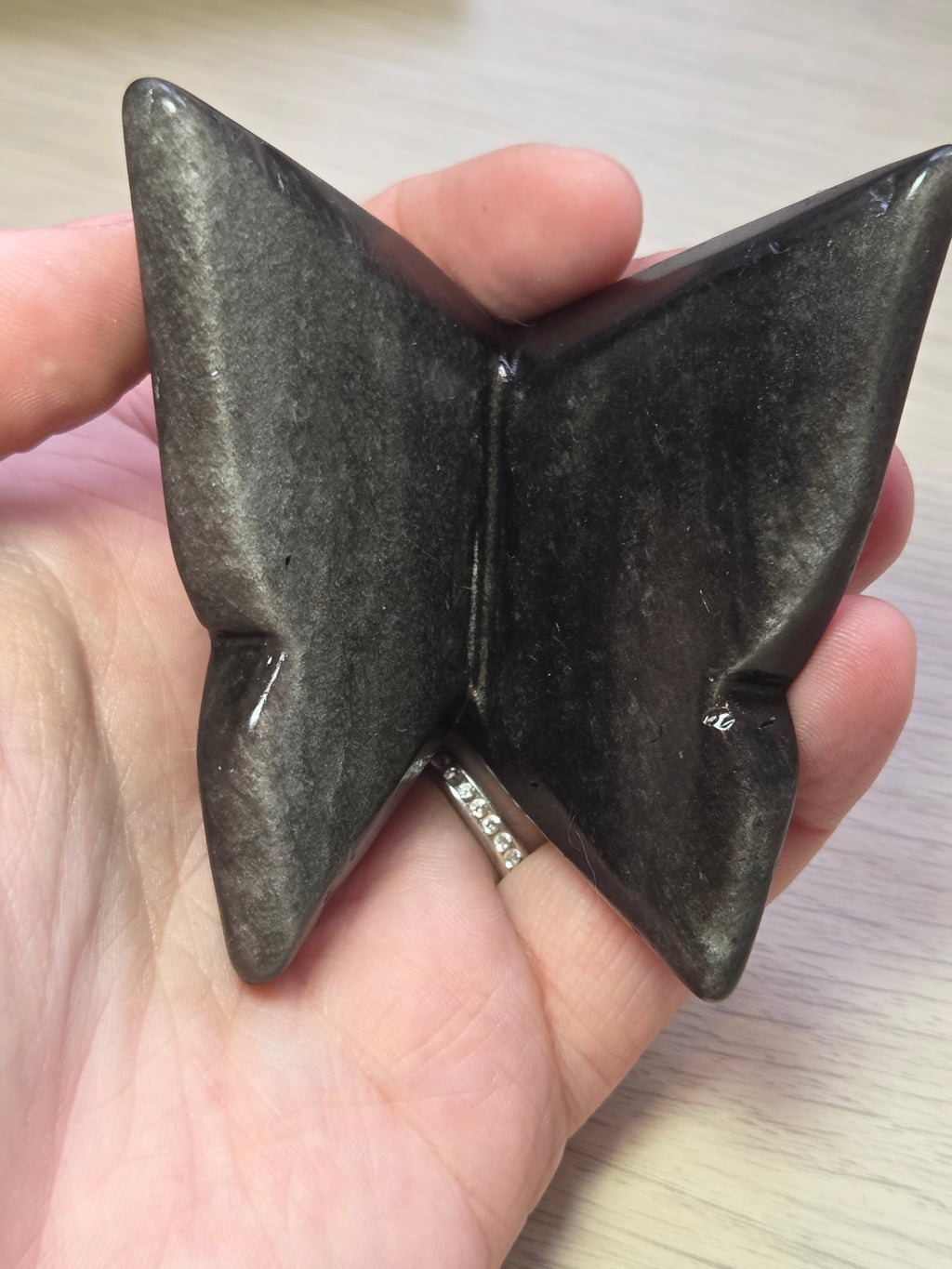 Silver sheen obsidian crystal butterfly