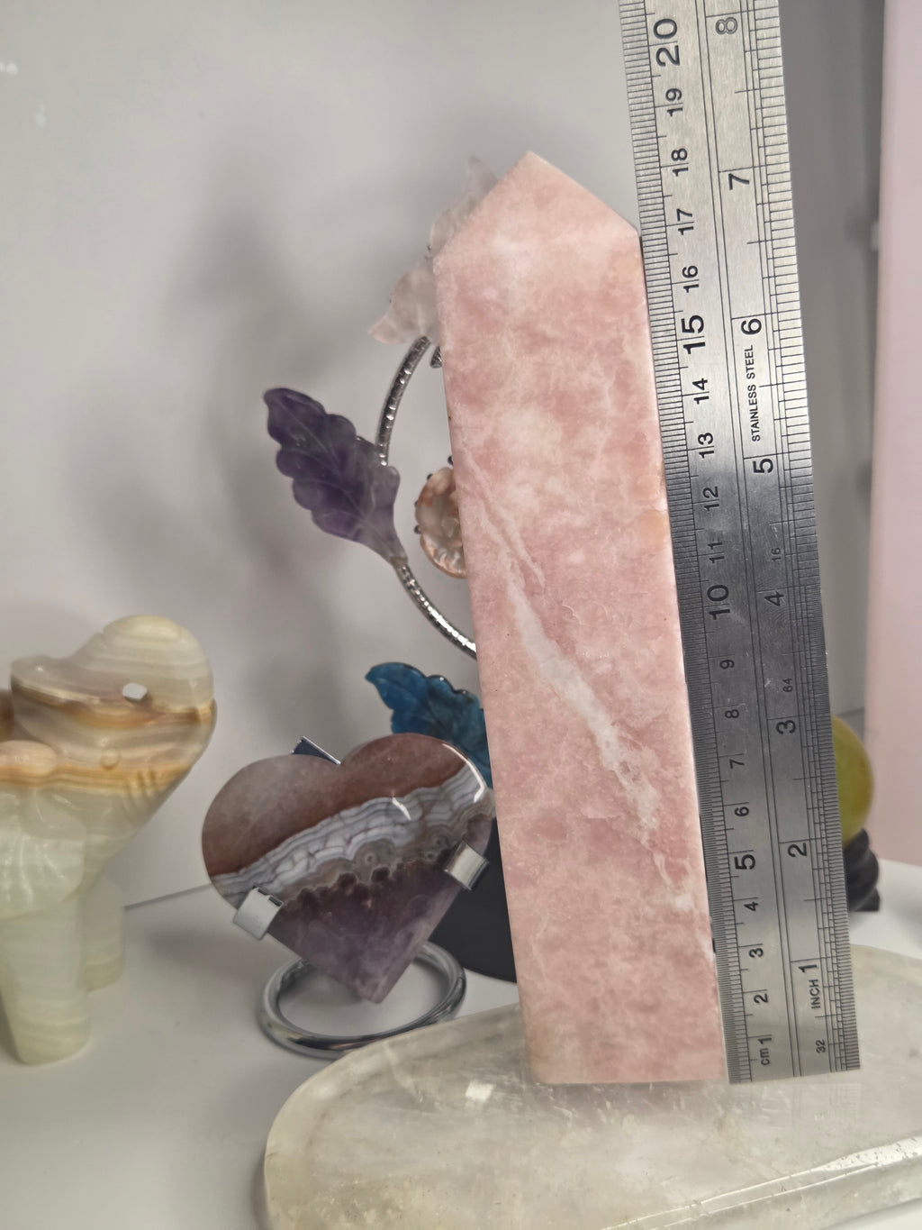 Pink opal crystal tower 19cm