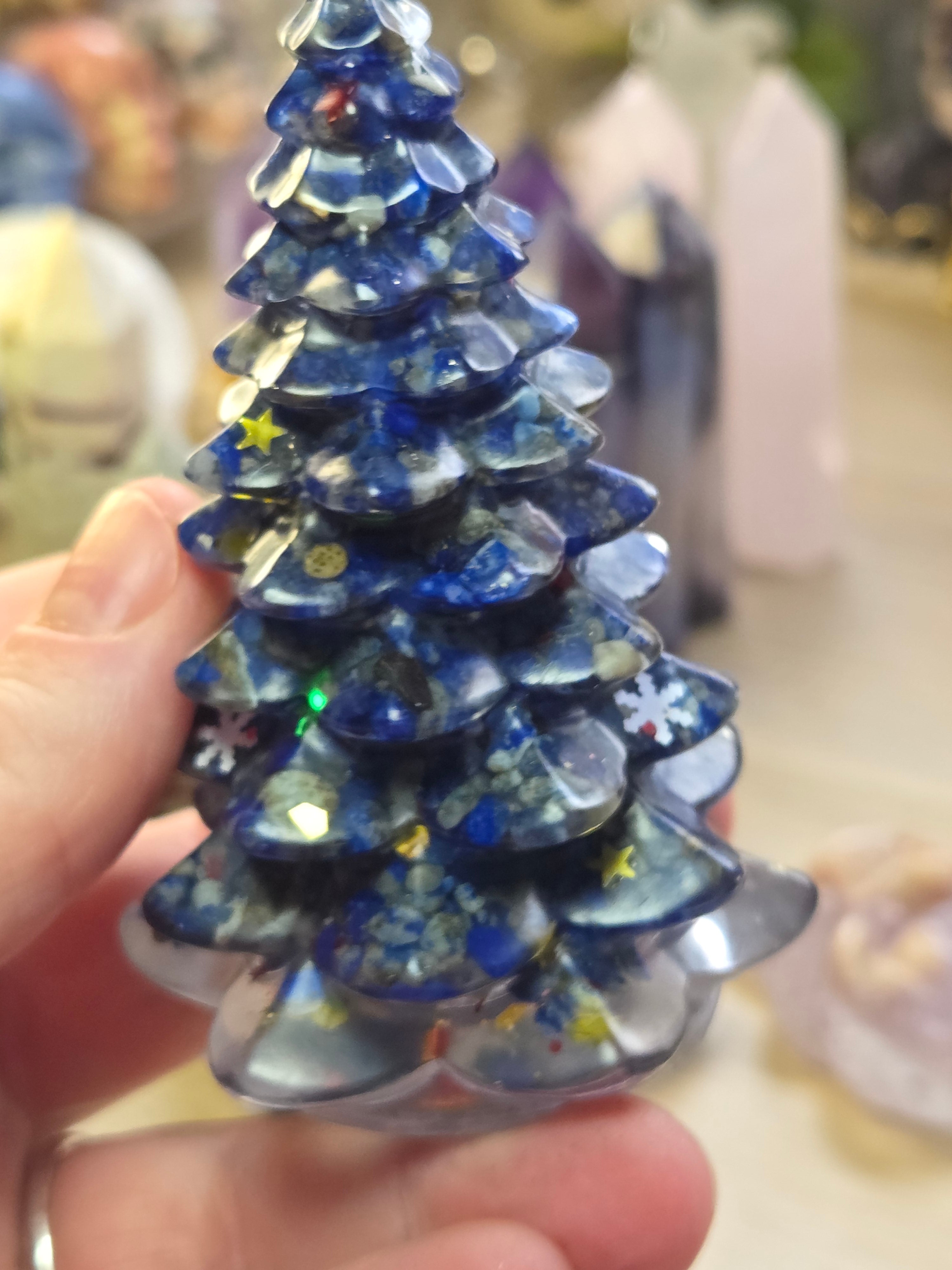 crystal chips in resin  tree carving