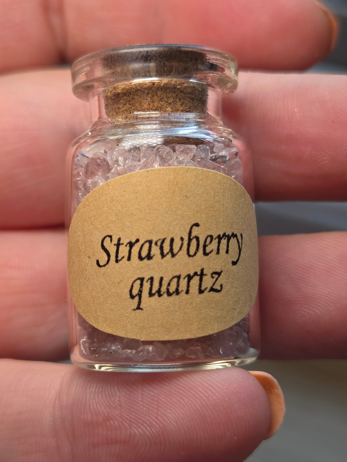 Crystal chips in glass jar