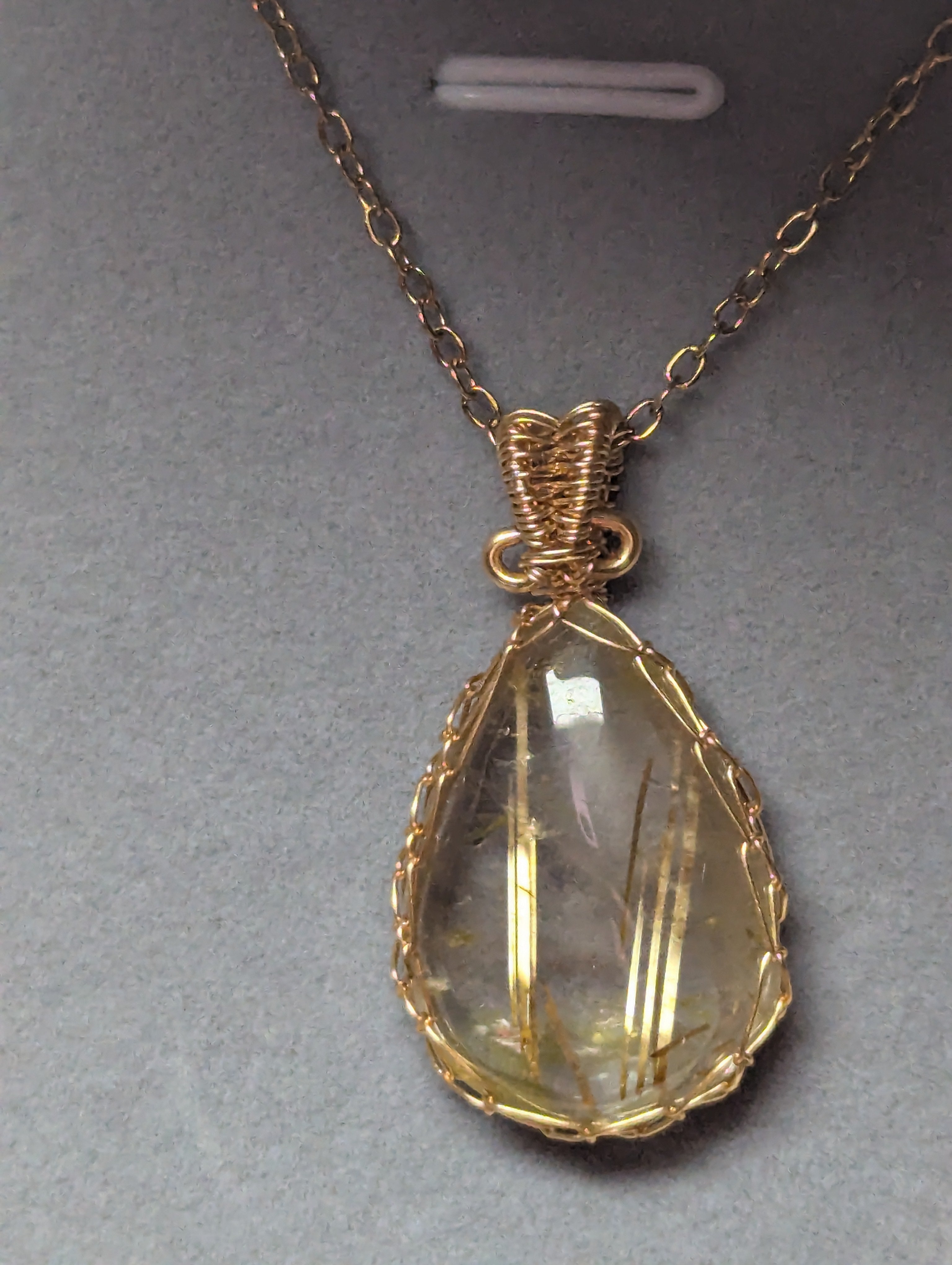 High quality golden Rutlile crystal handmade necklace