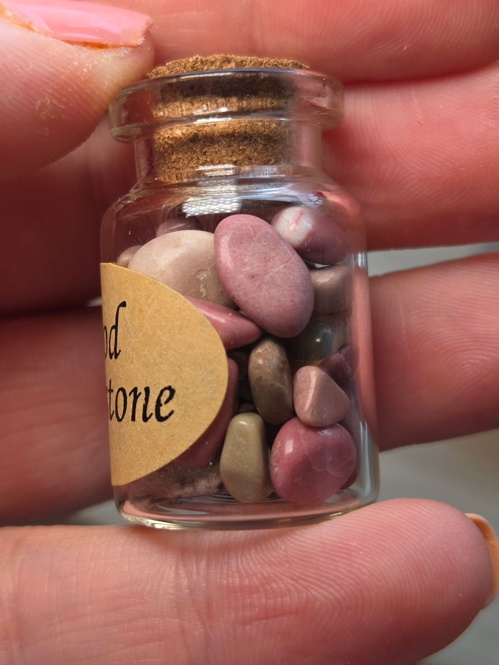 Crystal chips in glass jar