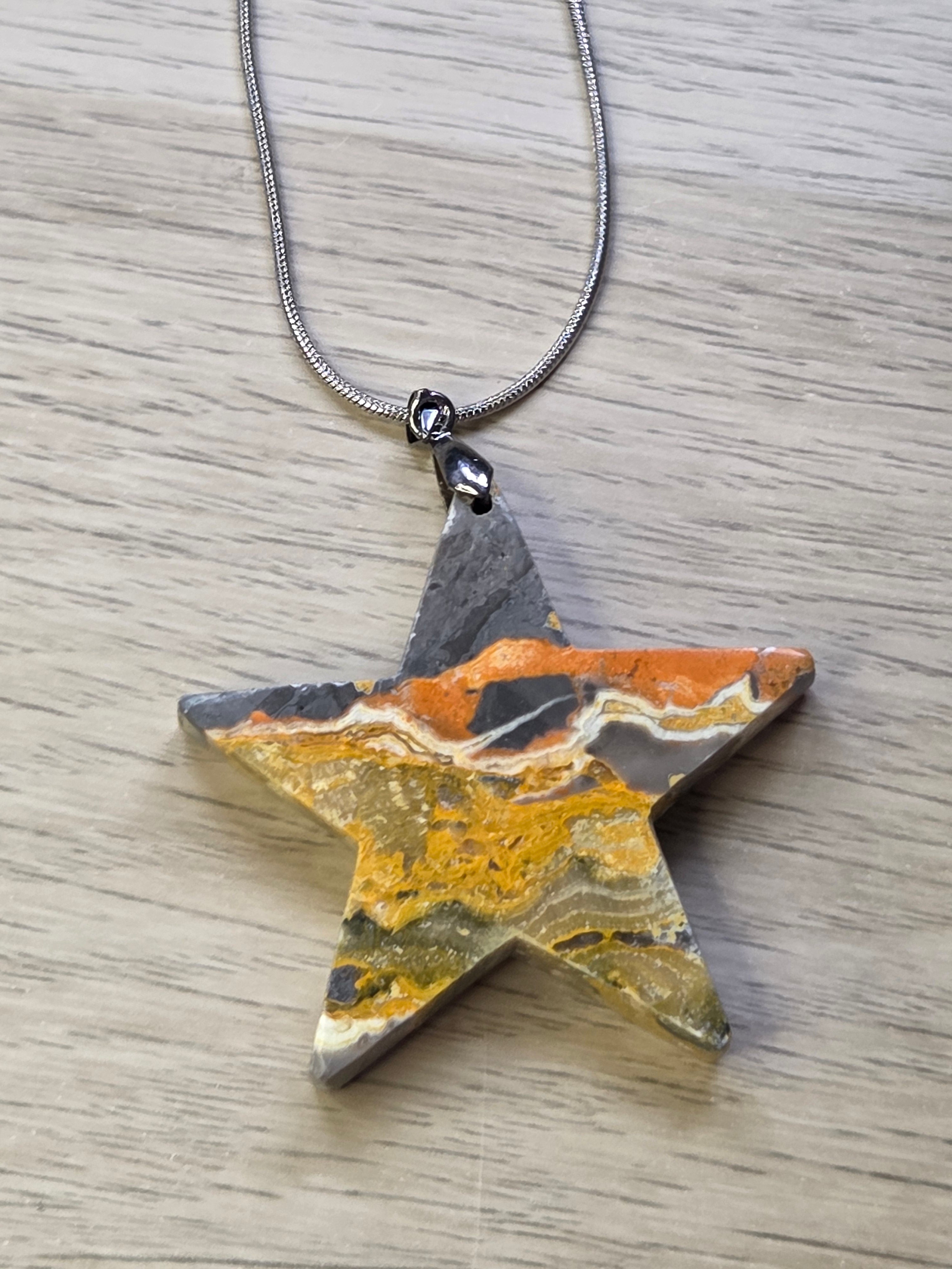 Bumblebee jasper crystal star necklace