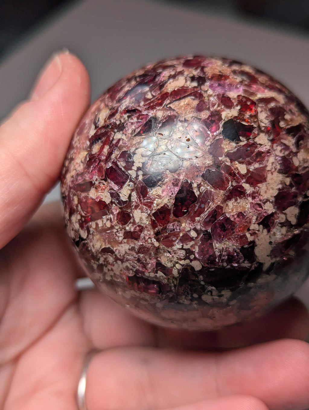Garnet crystal sphere with Stand