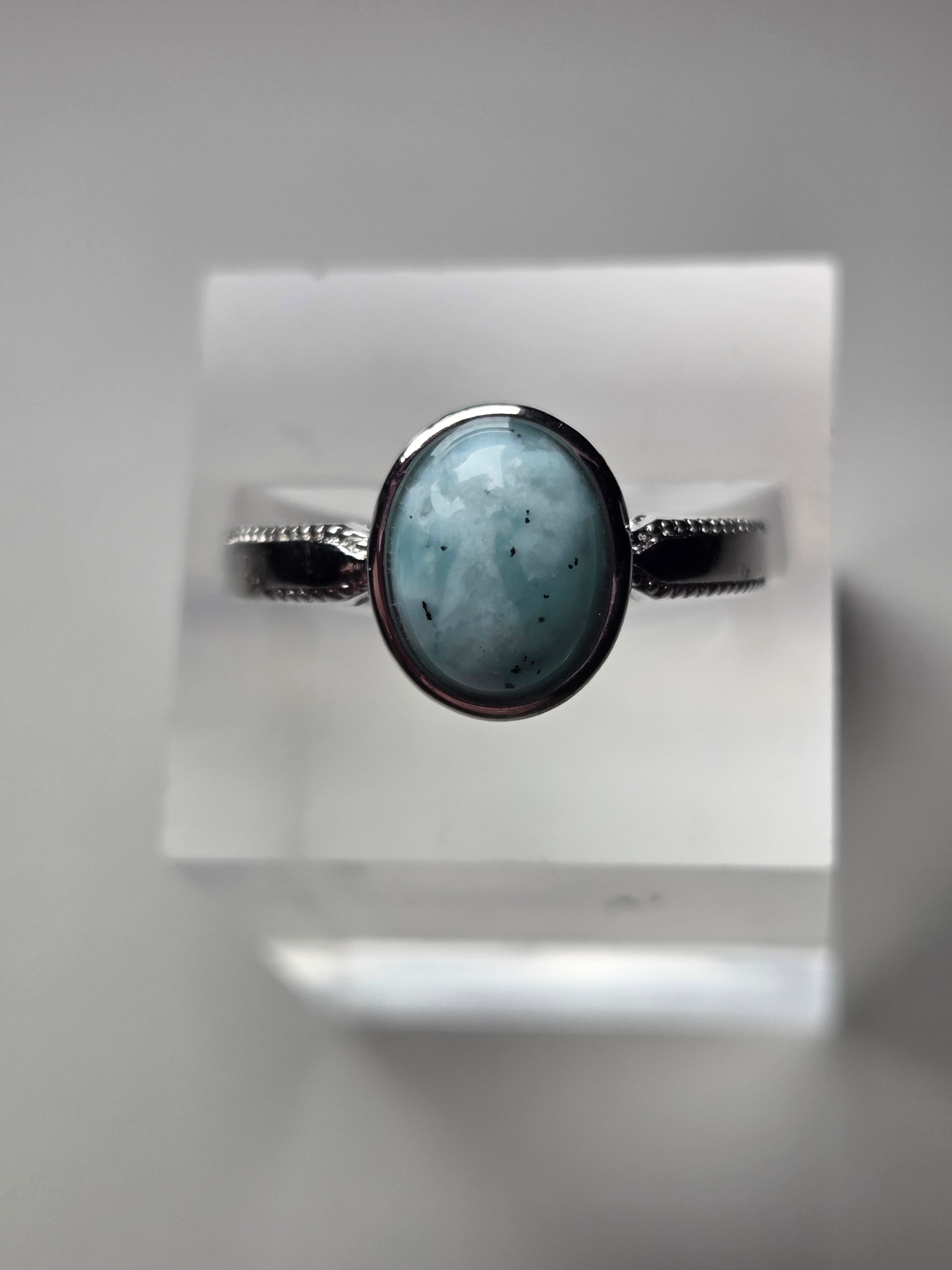 Larimar Crystal adjustable ring