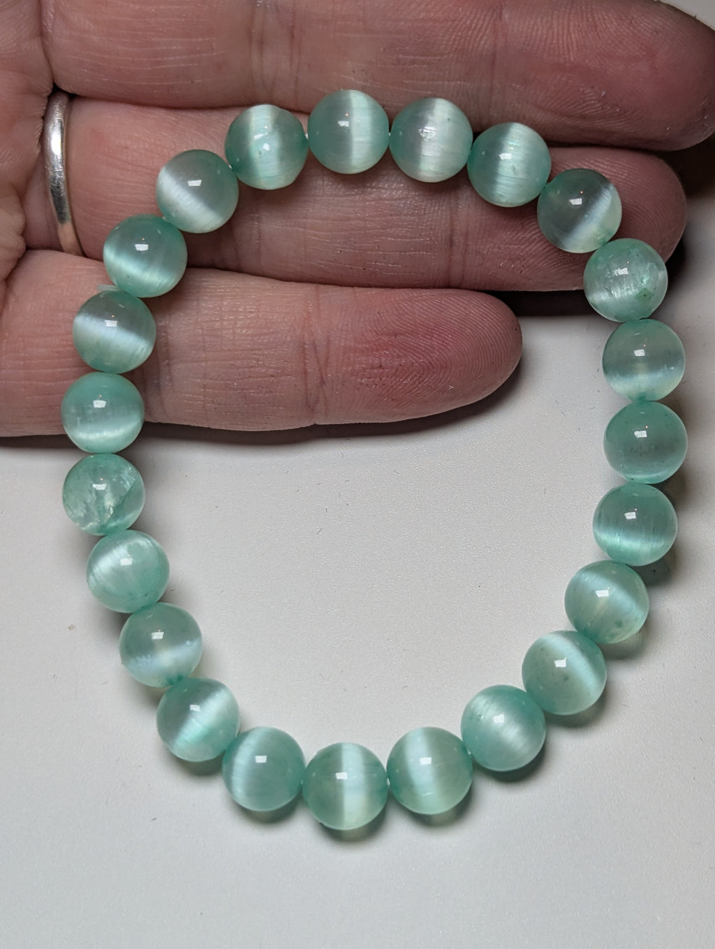 Green selenite crystal bracelet (dyed)