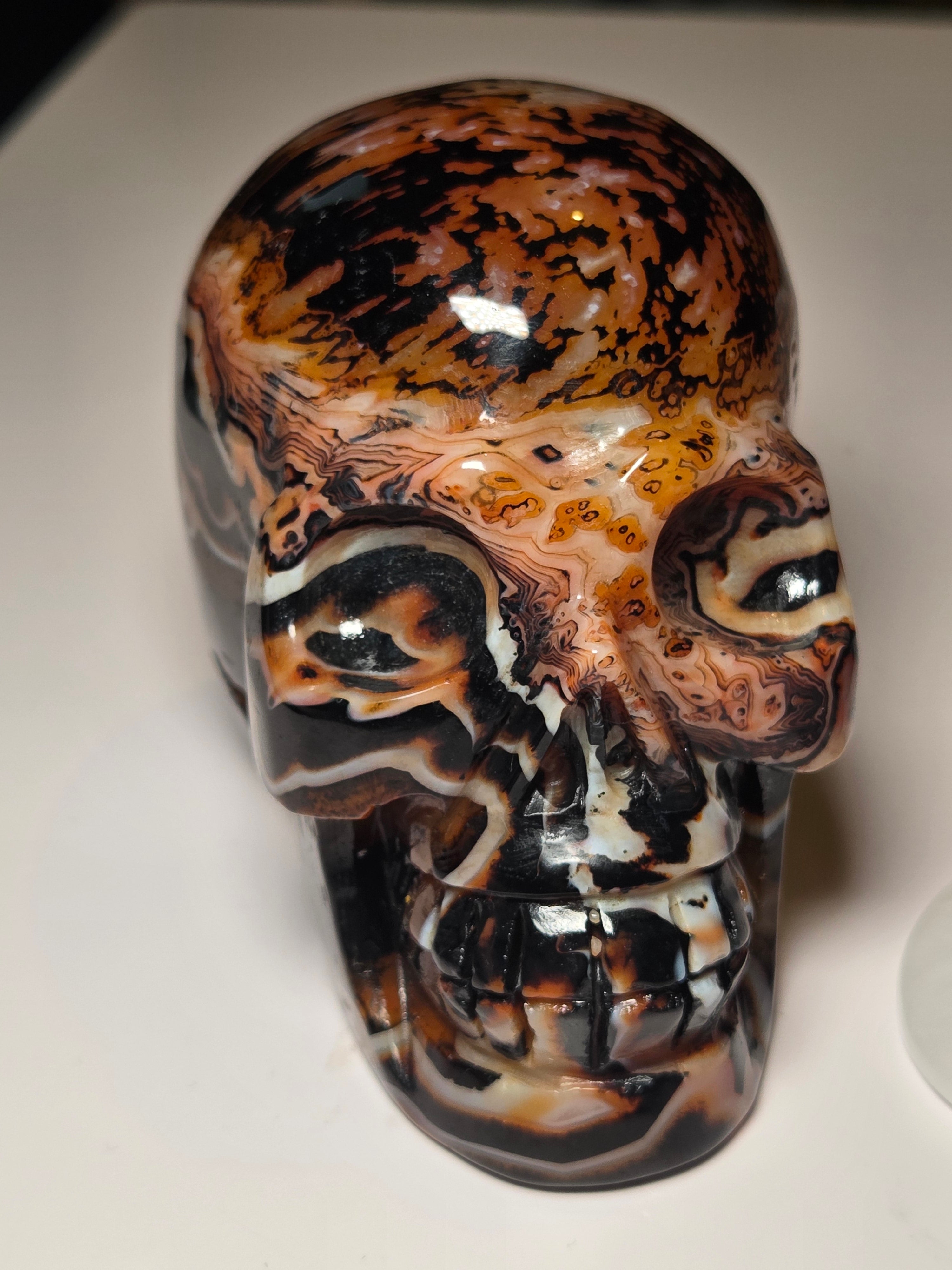 Large Sardonyx crystal skull carving