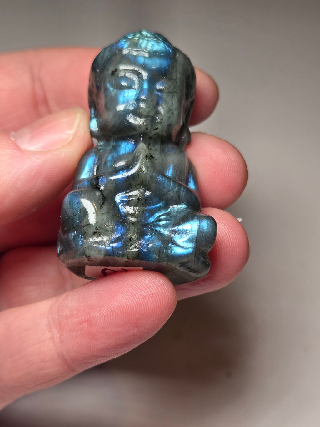 Labradorite crystal Buddha carving