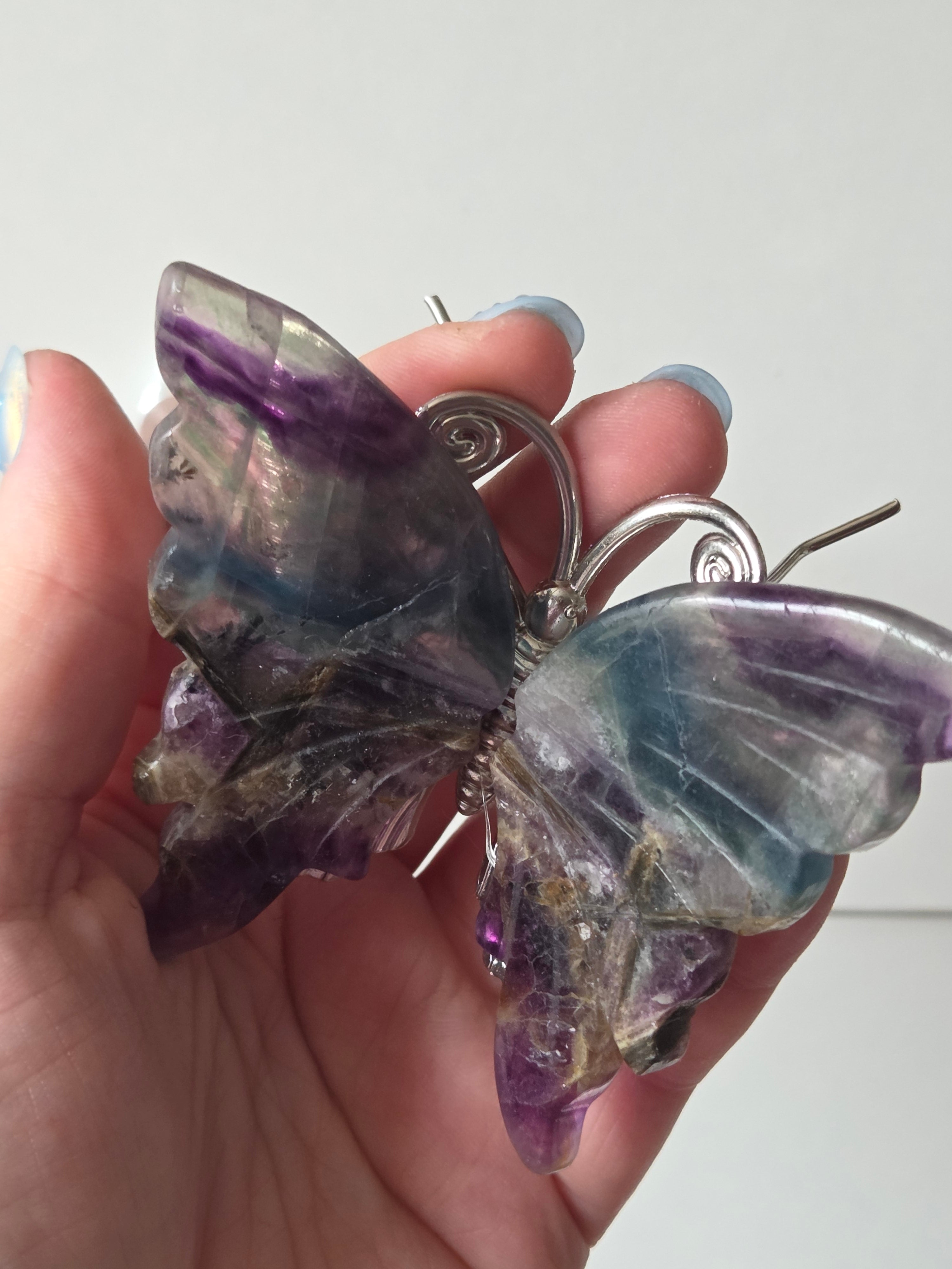 Beautiful rainbow flourite crystal butterfly