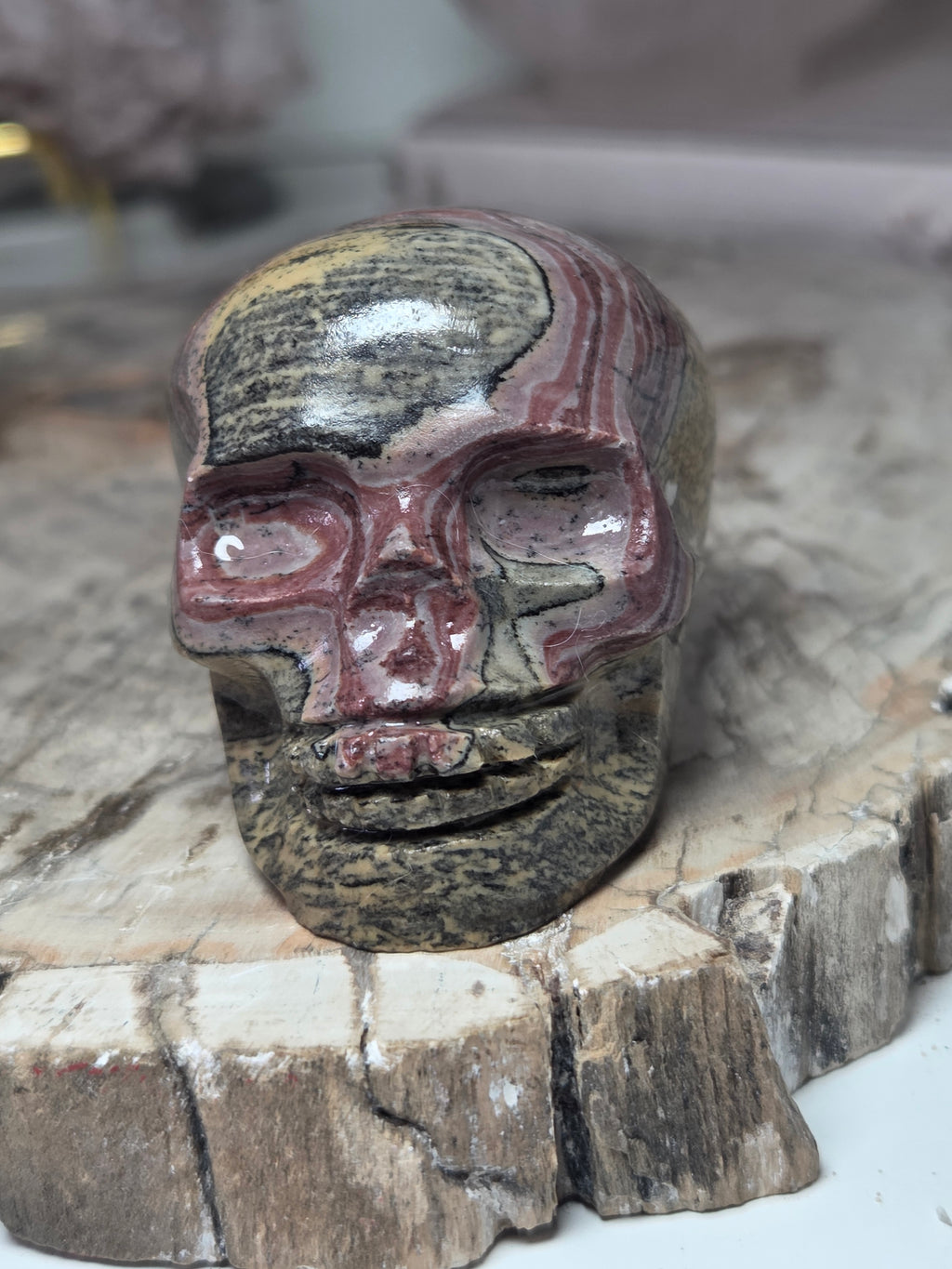 Beautiful picture jasper crystal skull