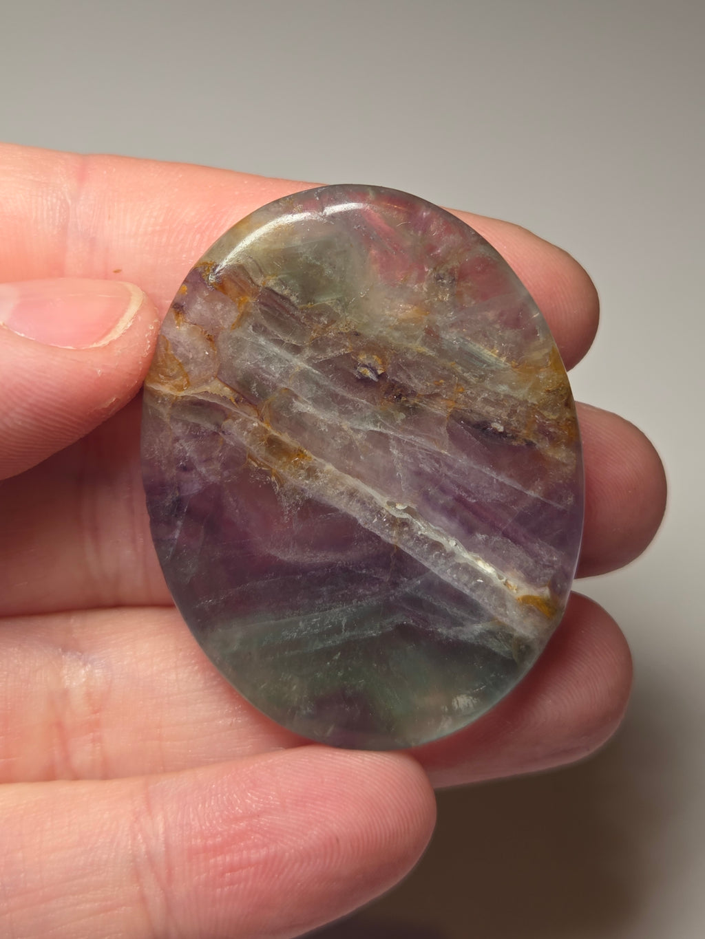 Flourite crystal worry stone