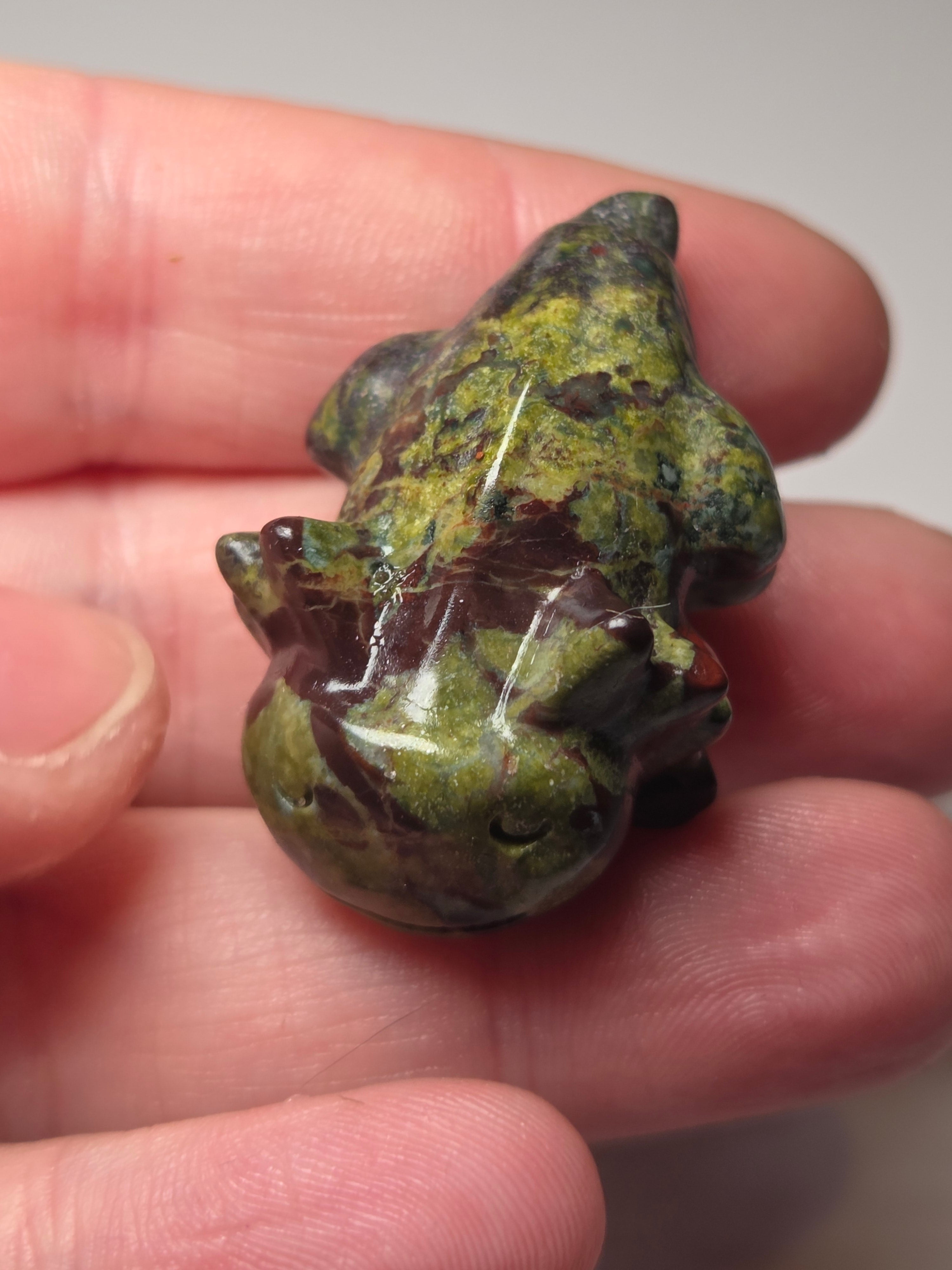 Dragon blood stone crystal axolotl carving