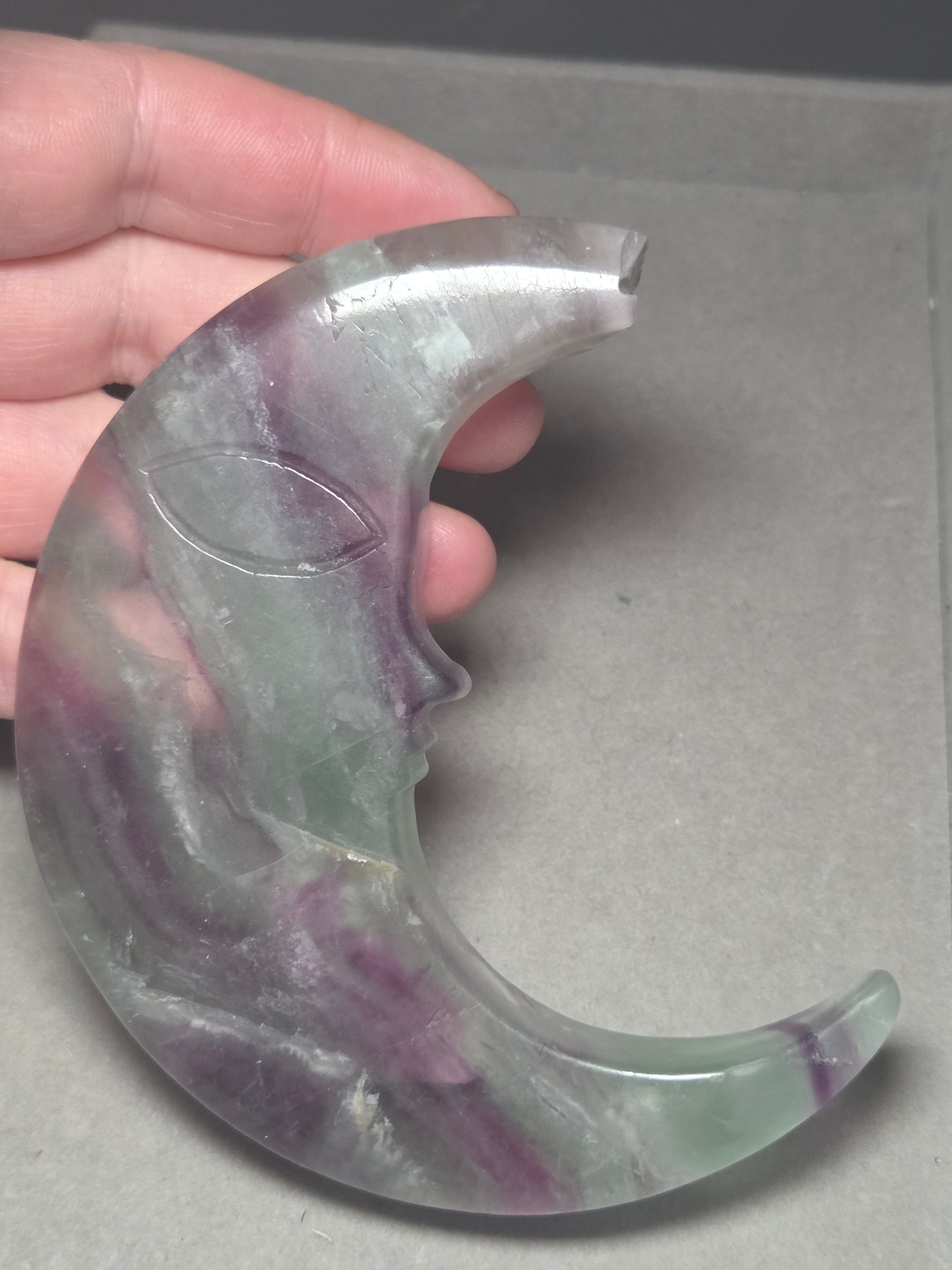 Hospital  - Damage  tip of the moon  Rainbow Fluorite comes with the Stand