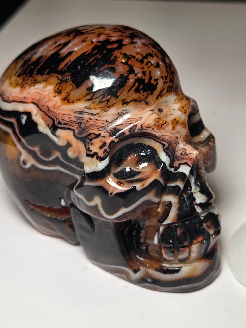 Large Sardonyx crystal skull carving