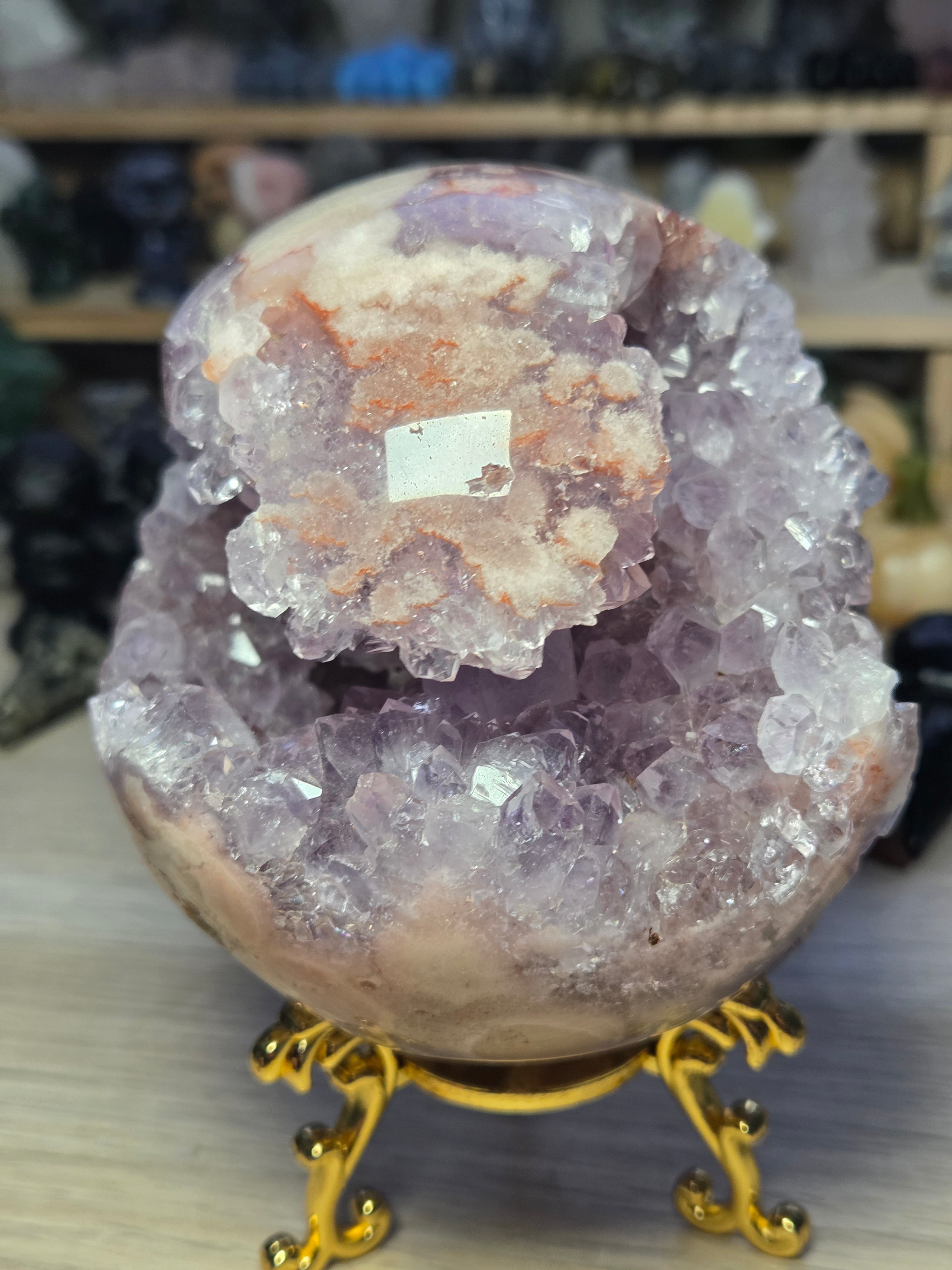 Pink amethyst crystal  sphere 10cm Grade AAAA  was £1250
