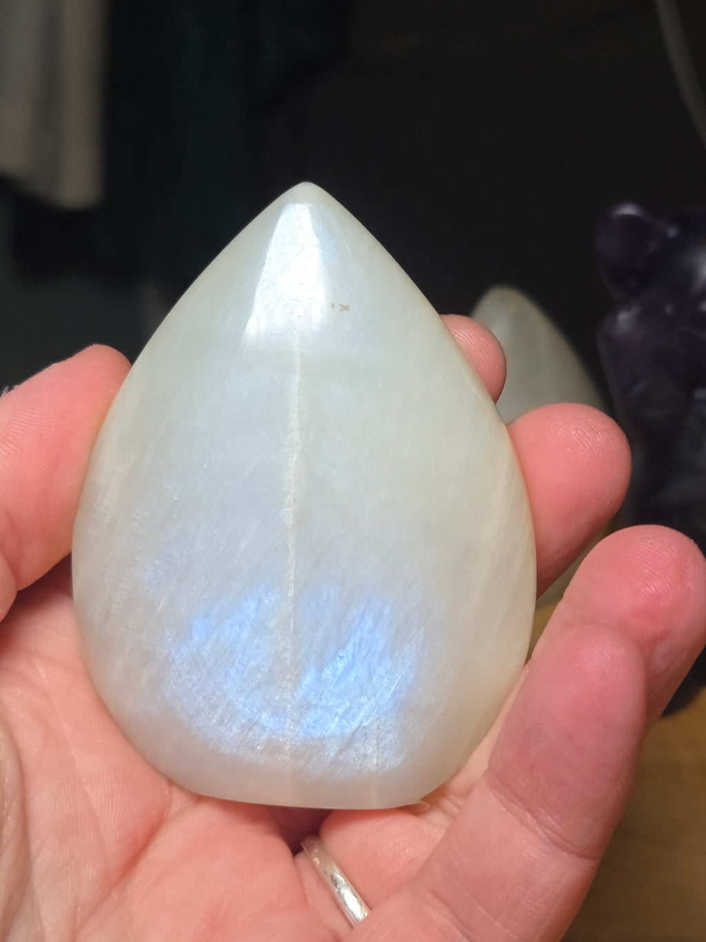 Rainbow moonstone crystal tear drop freeform