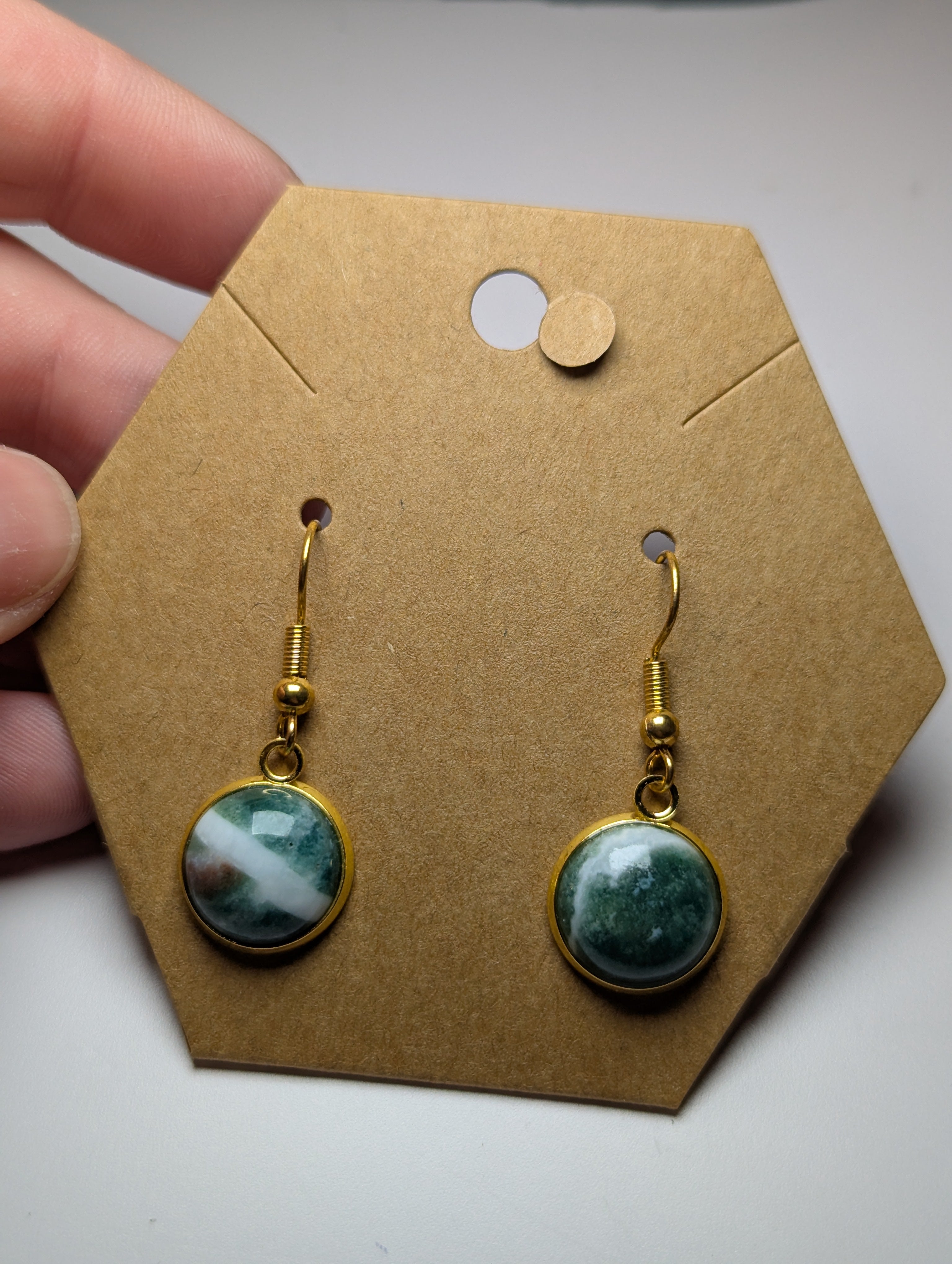 Moss Agate crystal handmade earrings