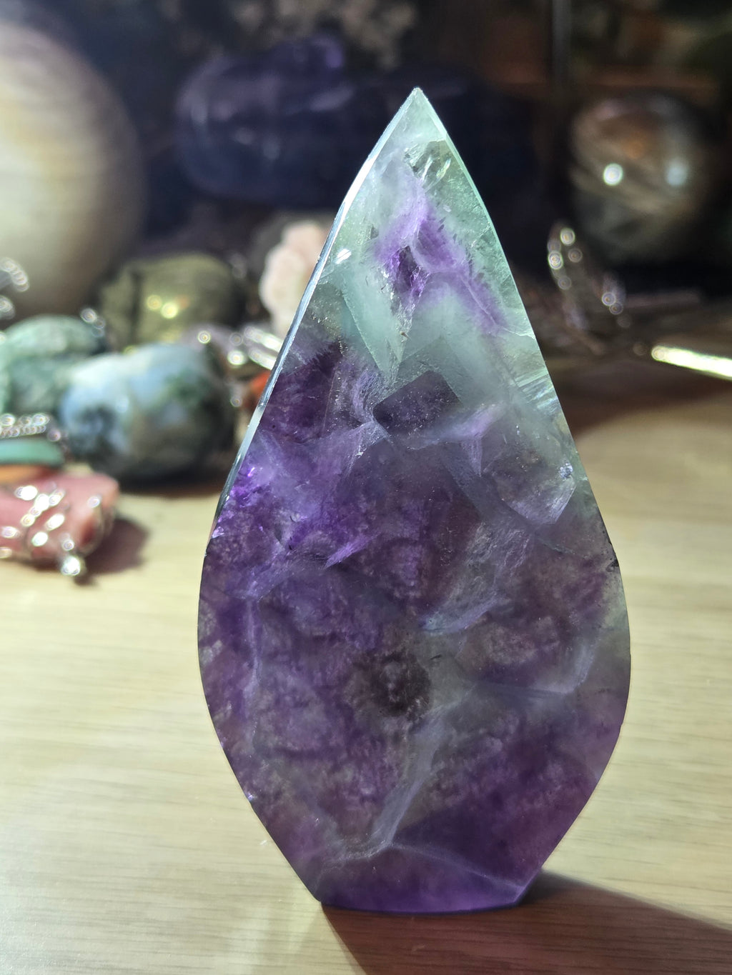 Flourite crystal tear drop carving