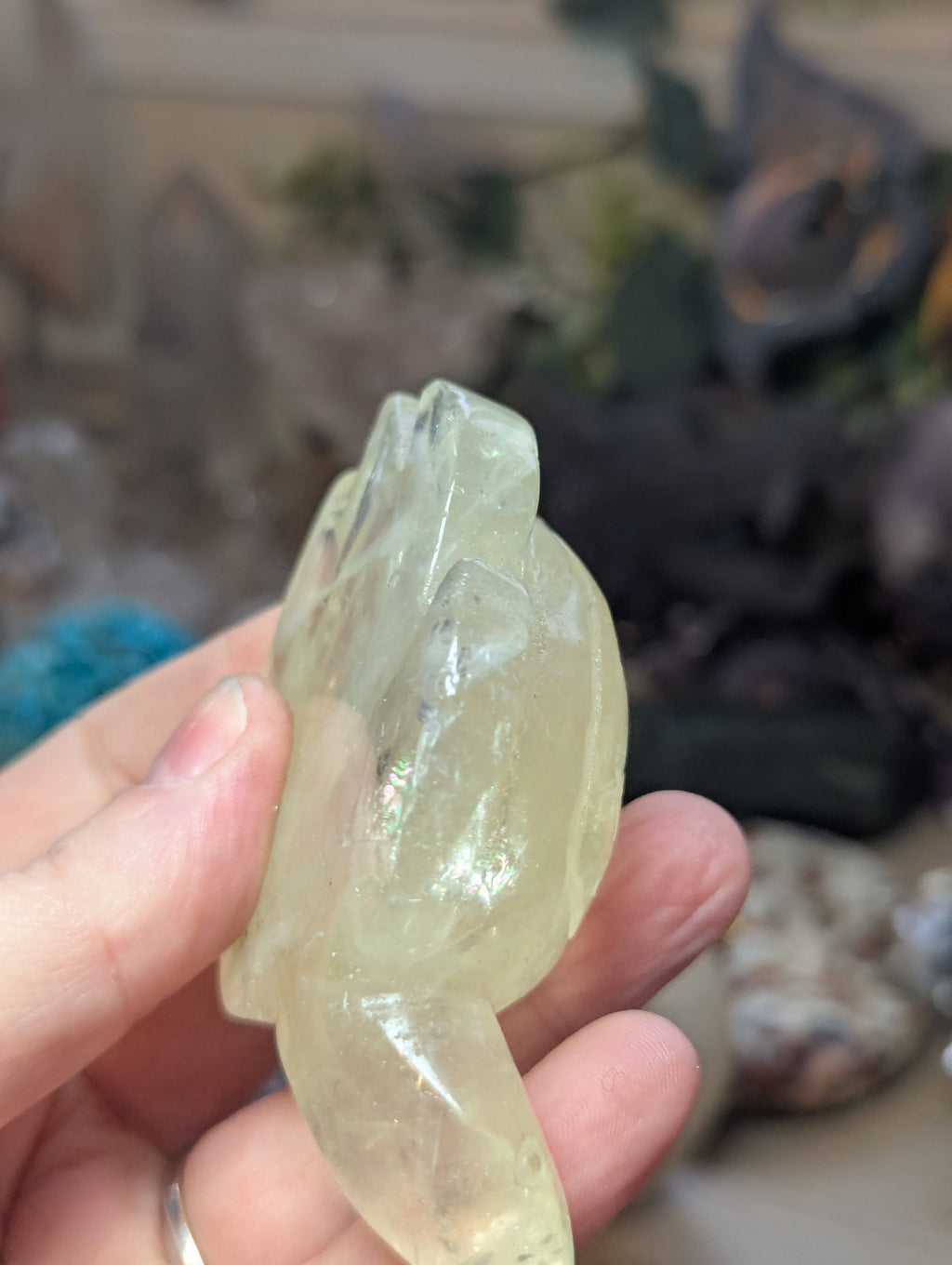 Citrine crystal turtle carving