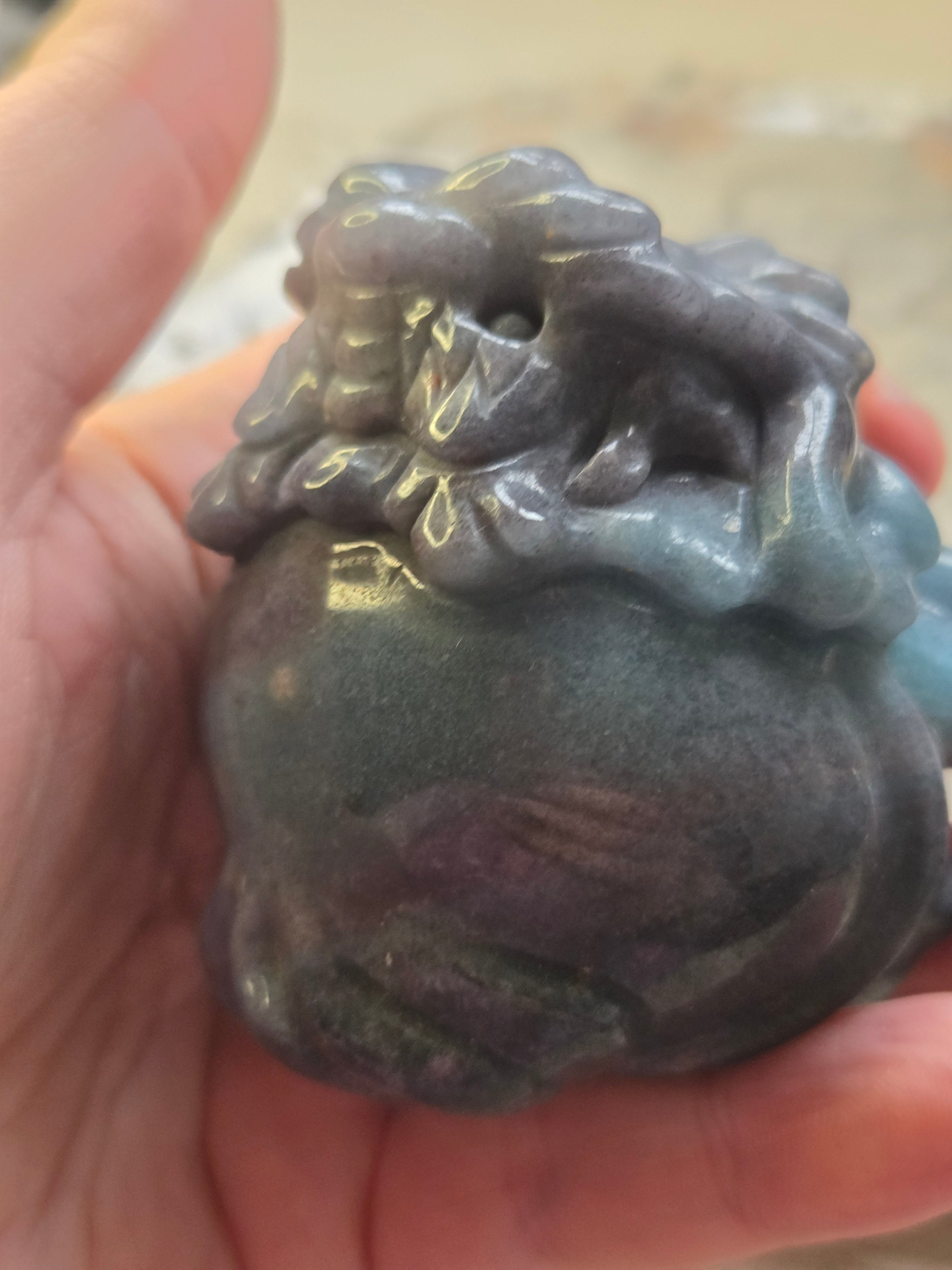 Trolite crystal dragon turtle carving