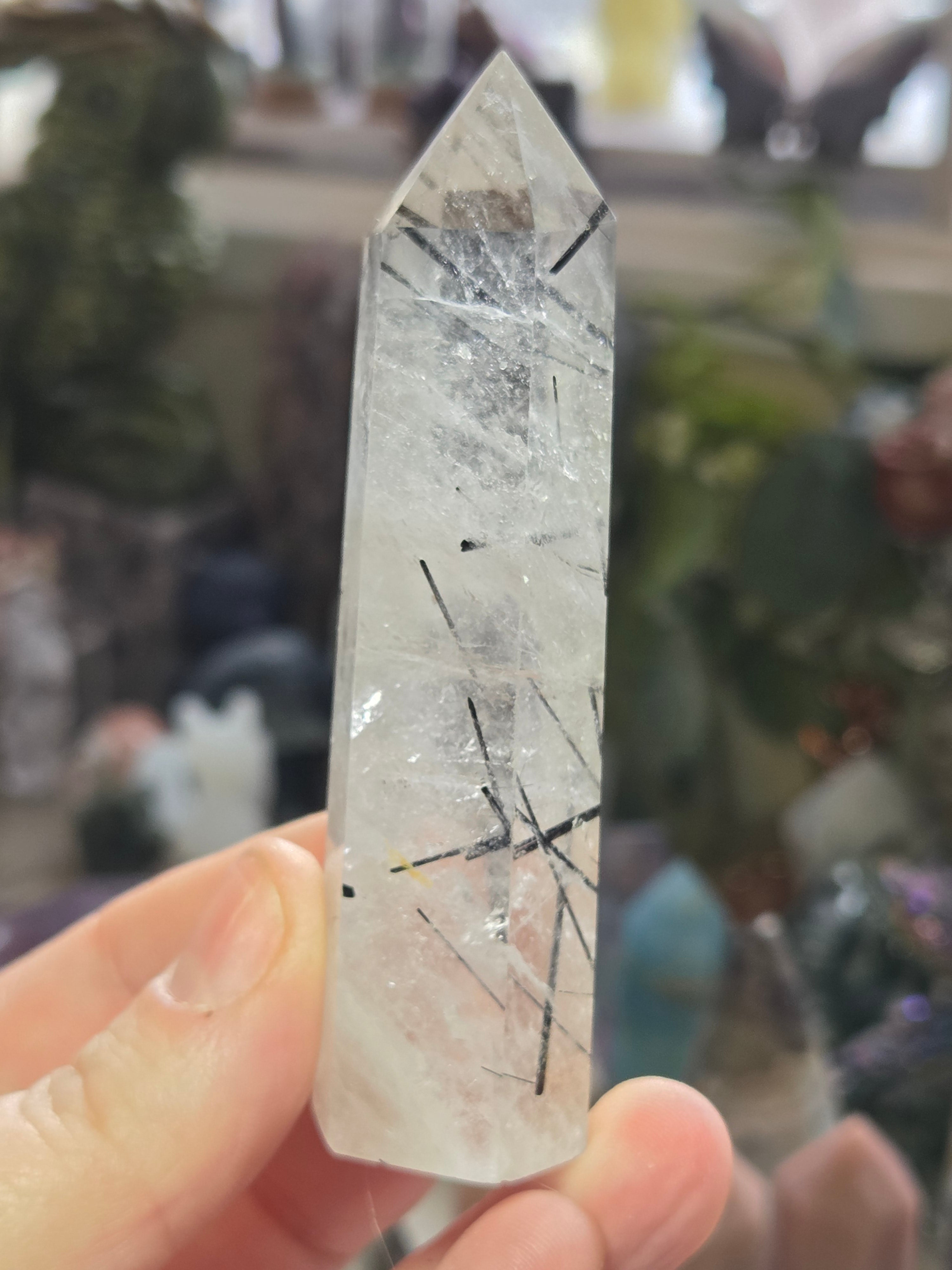 Grade A black Tourmaline rutile crystal tower