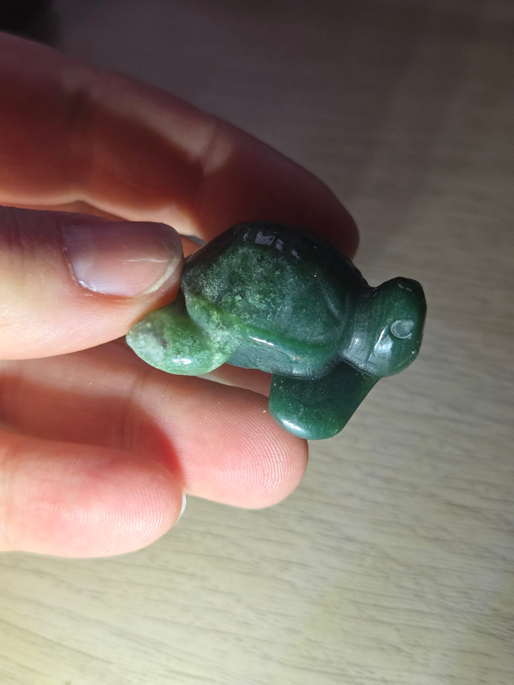 Green jade crystal turtle carving