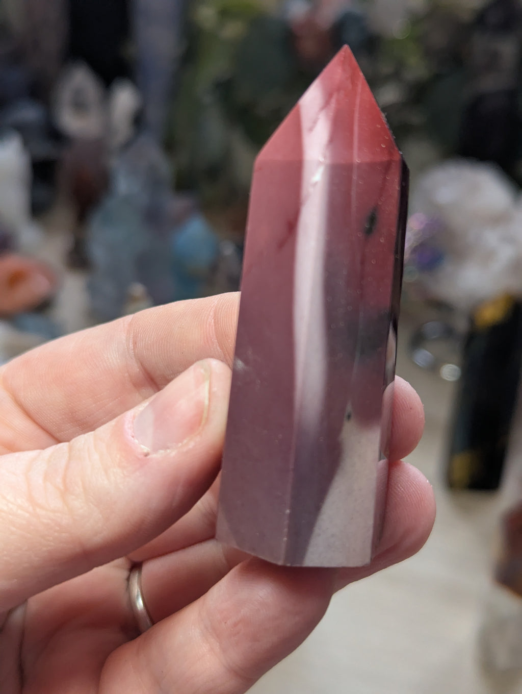 Mookaite crystal tower carving