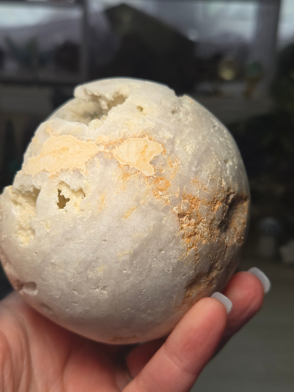 10cm raw quartz crystal sphere