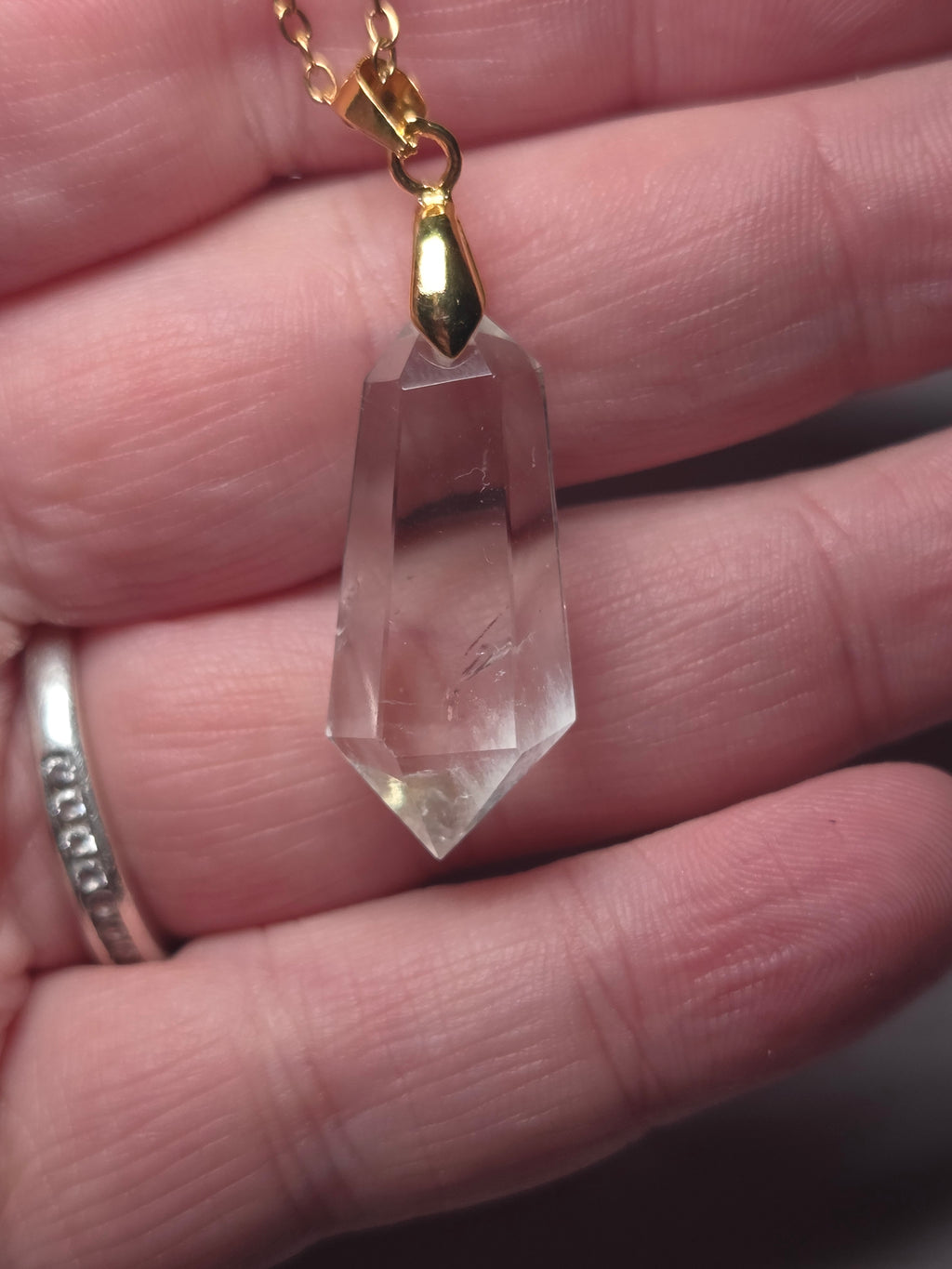 Rare Green Quartz crystal handmade necklace