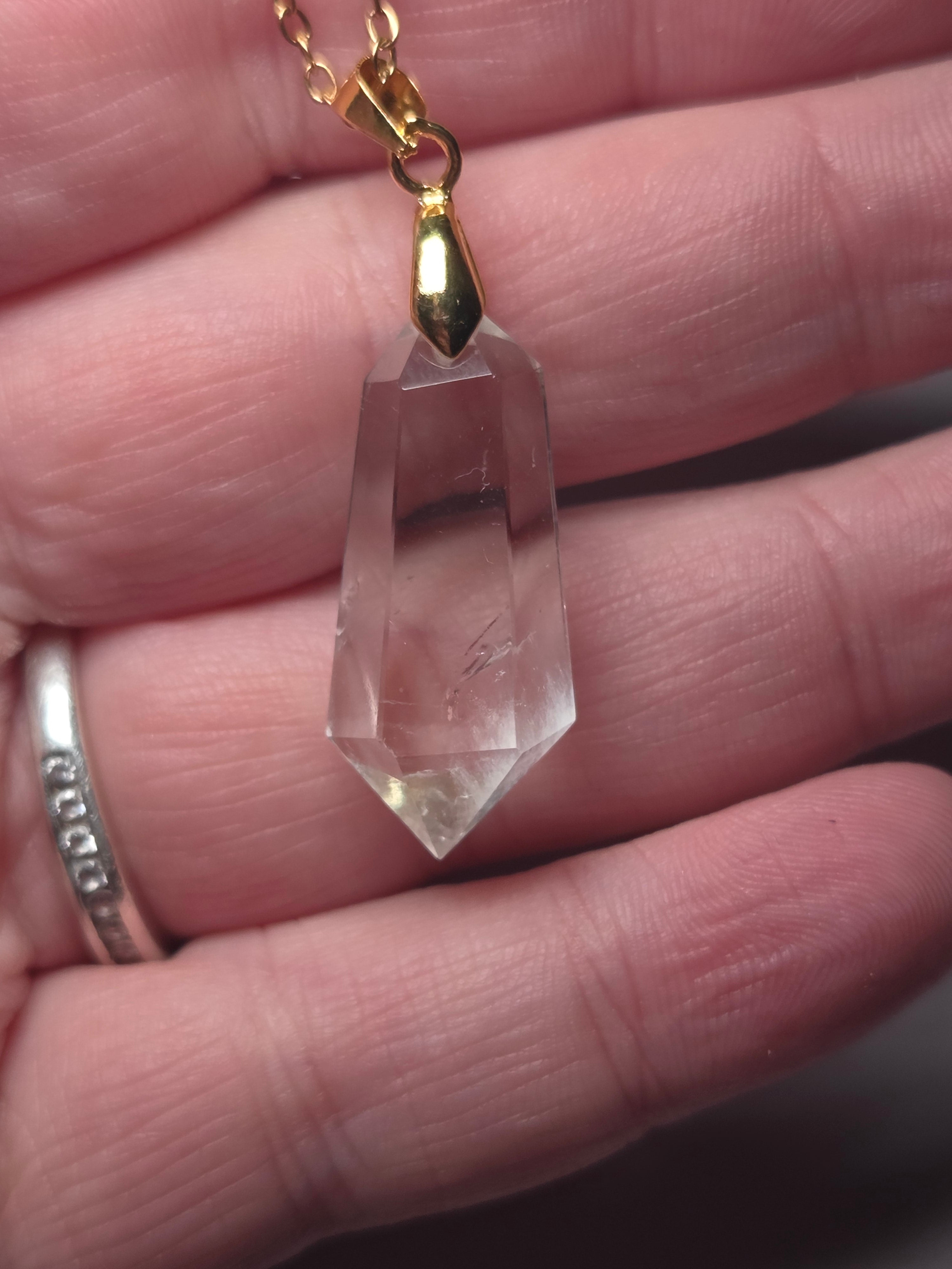 Rare Green Quartz crystal handmade necklace