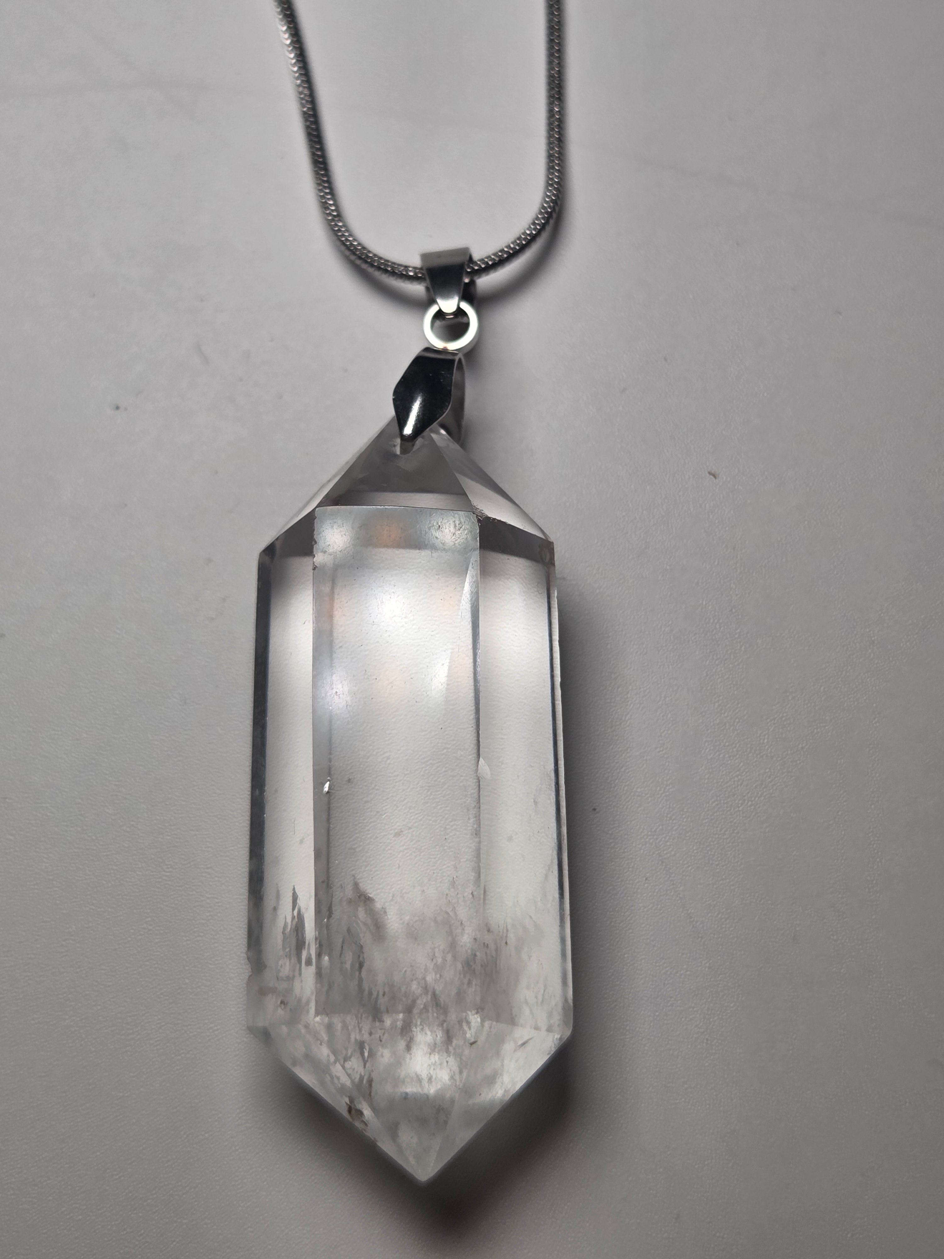 Grade AA Clear quartz crystal handmade necklace