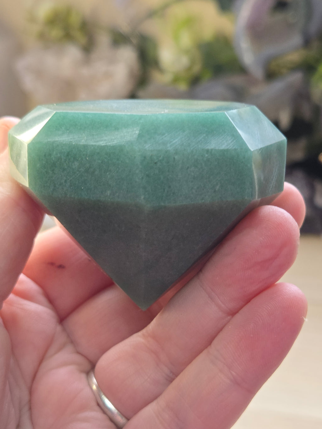 Beautiful Green Aventurine crystal diamond carving