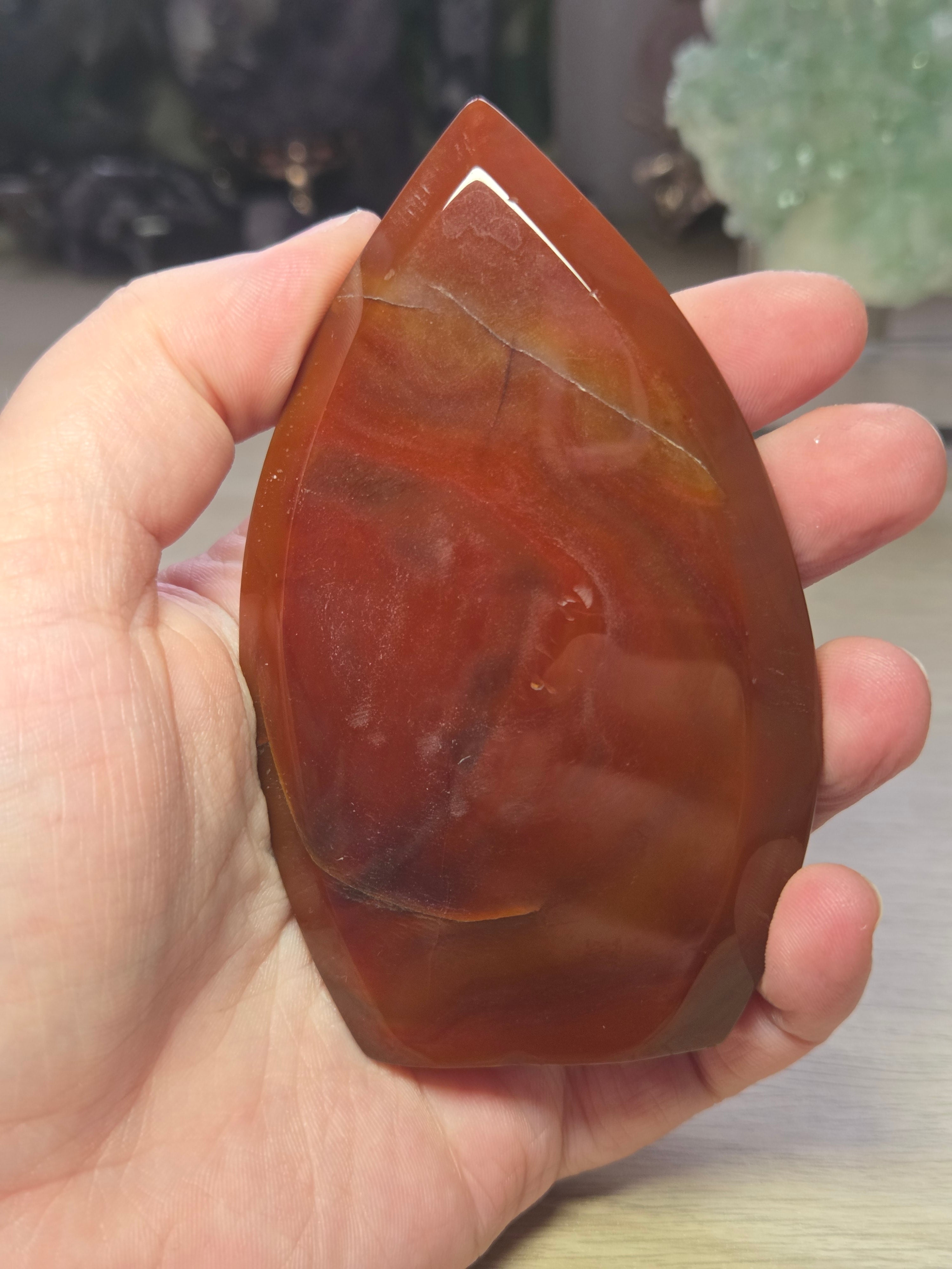 Red carnelian crystal tear drop freeform
