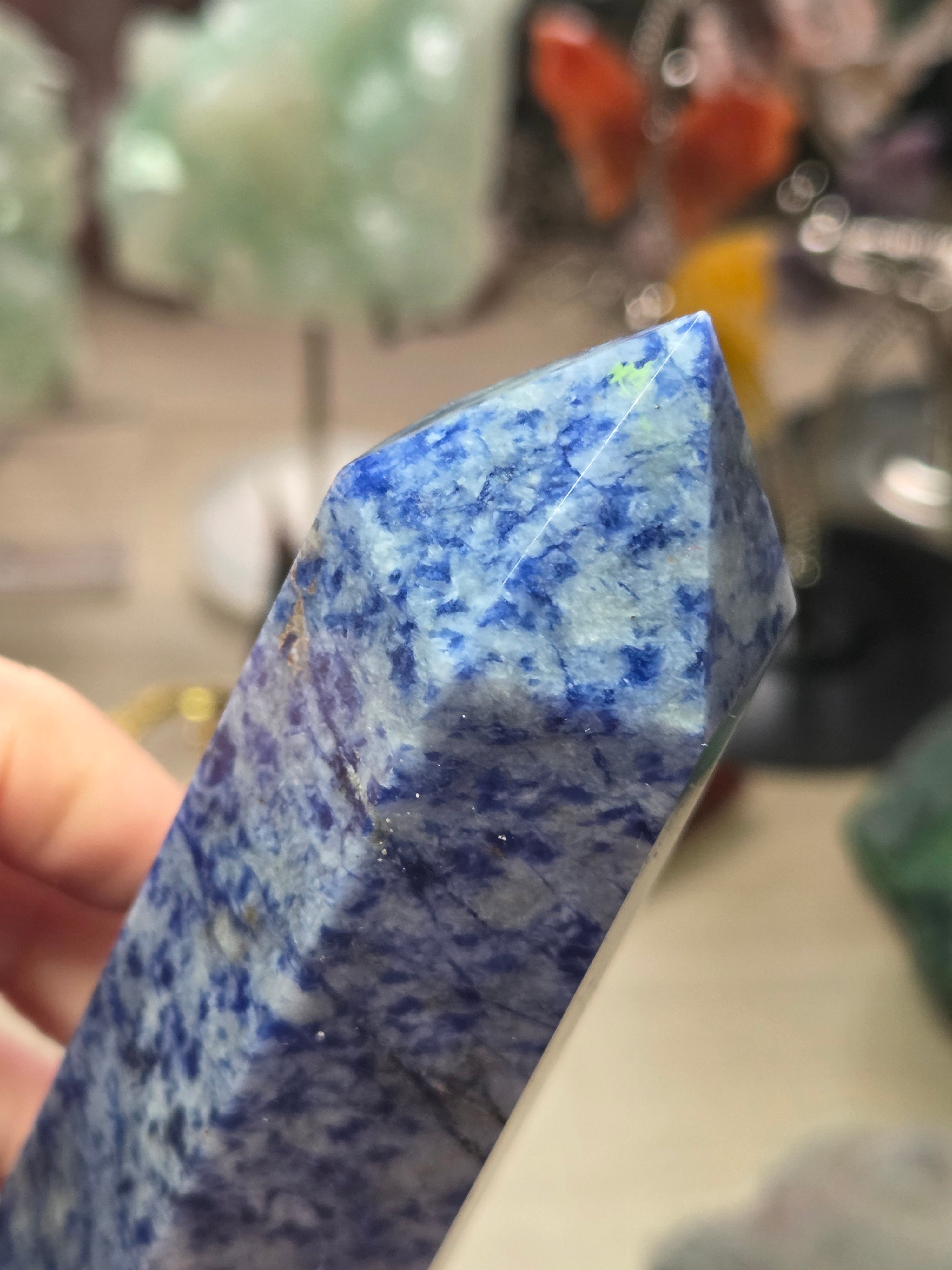 Blue spot Blue sodalite crystal large tower