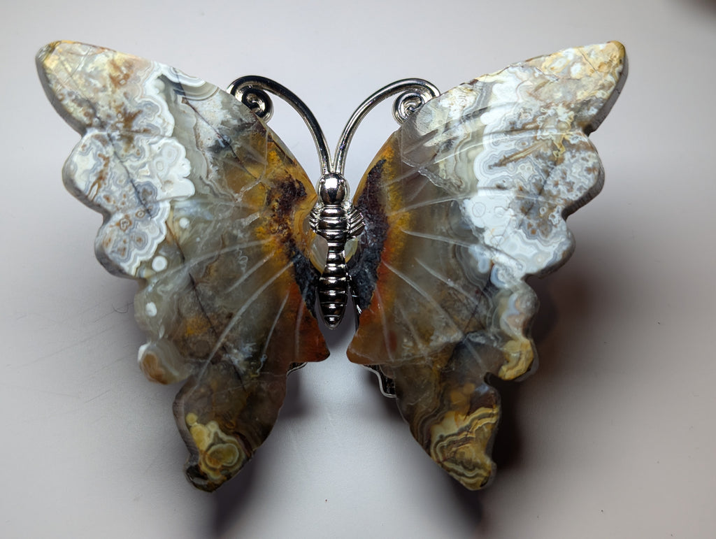 Mexican agate crystal butterfly