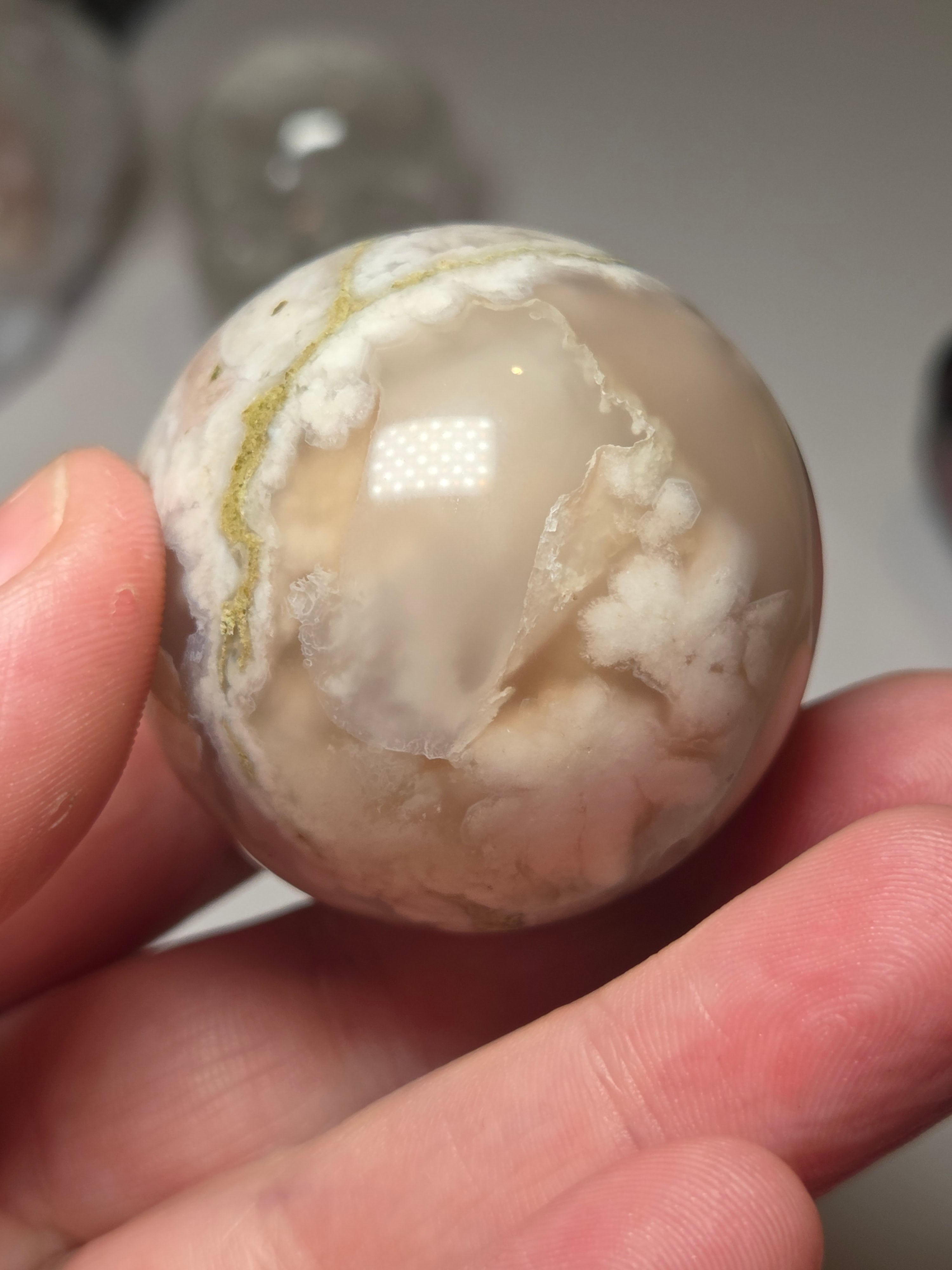 Grade A Flower agate crystal small sphere