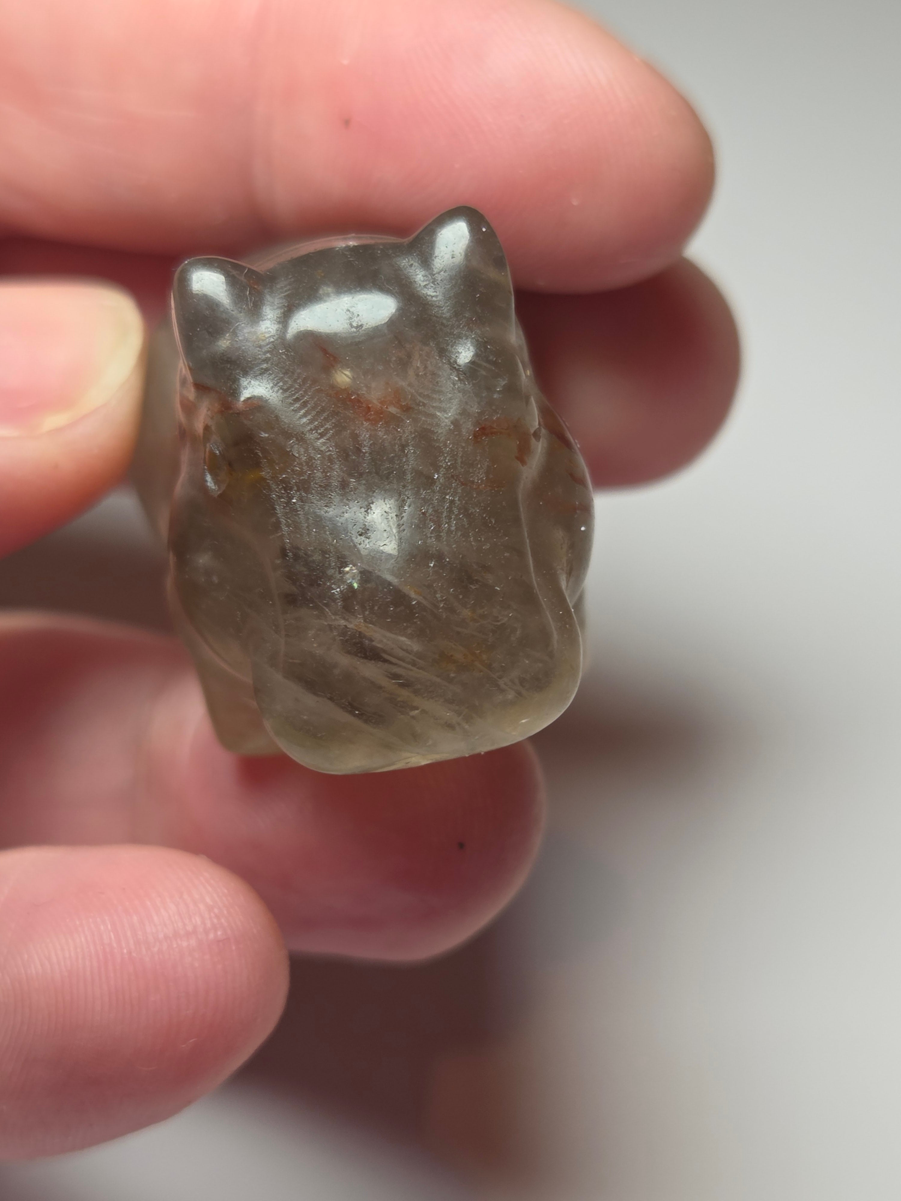 Fire quartz crystal hippo carving