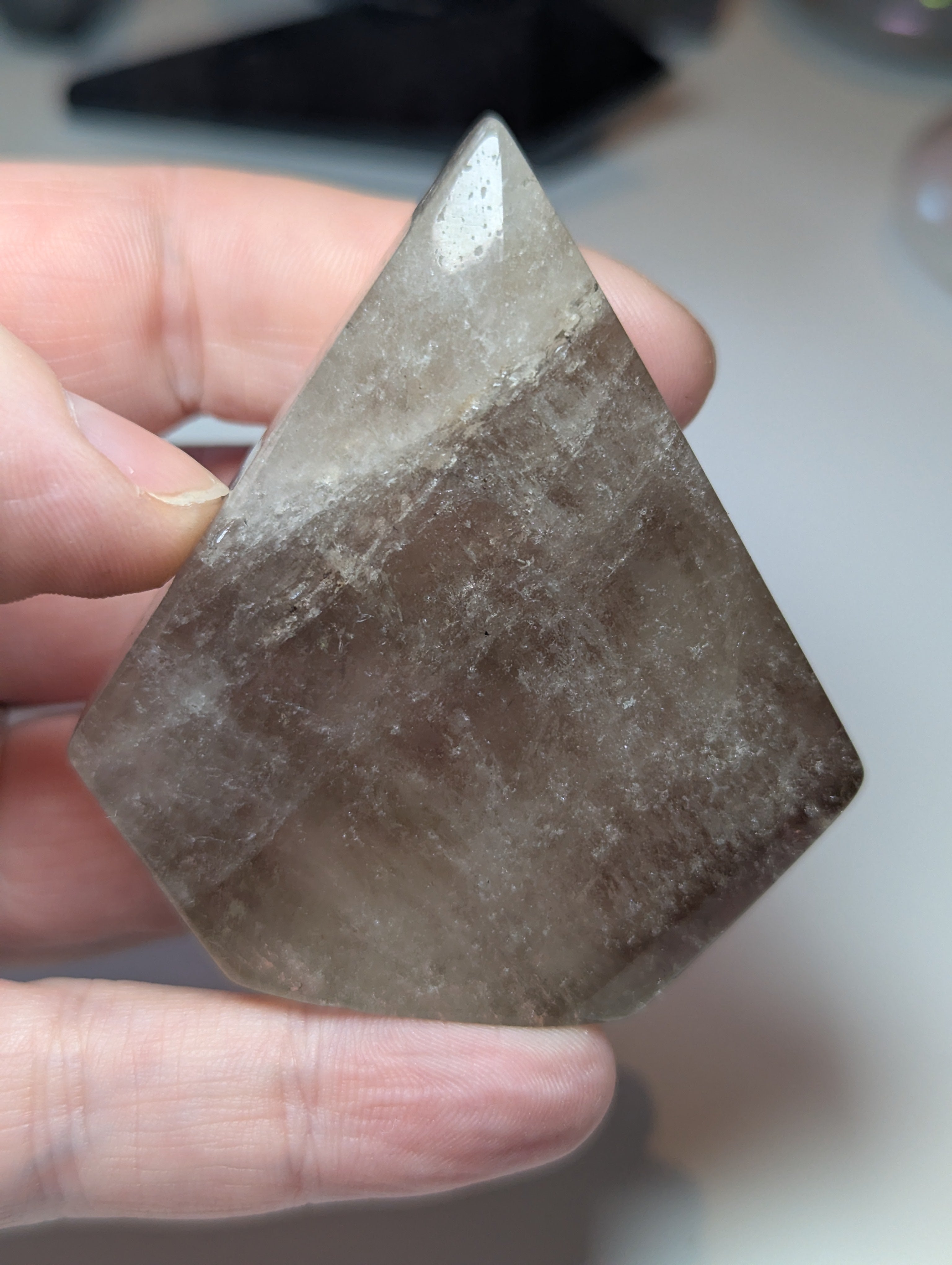 Smokey quartz crystal diamond carving