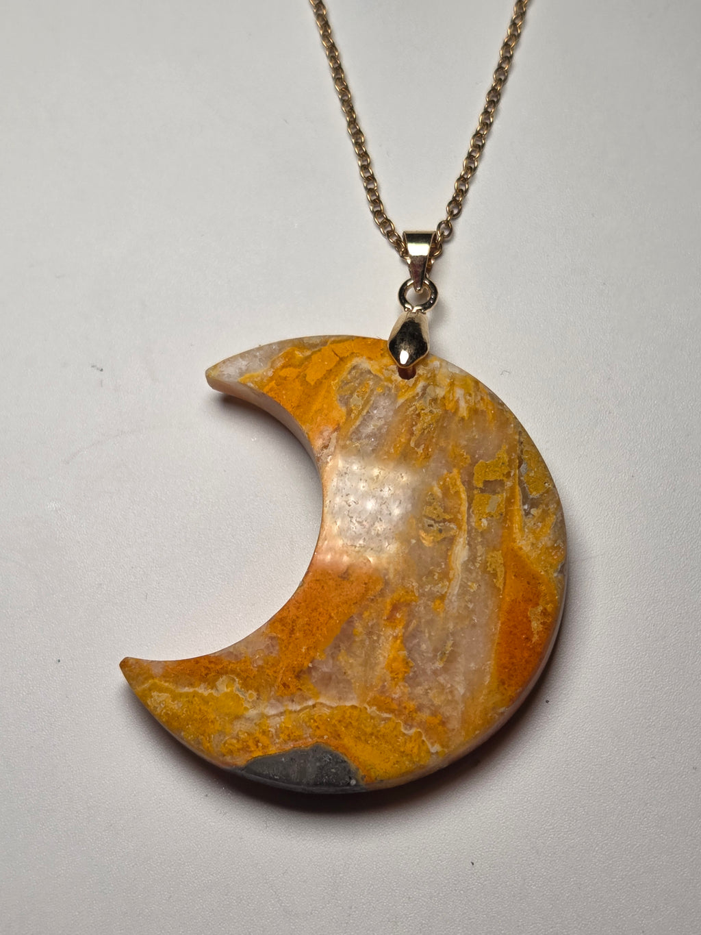 Bumblebee jasper crystal moon carving necklace